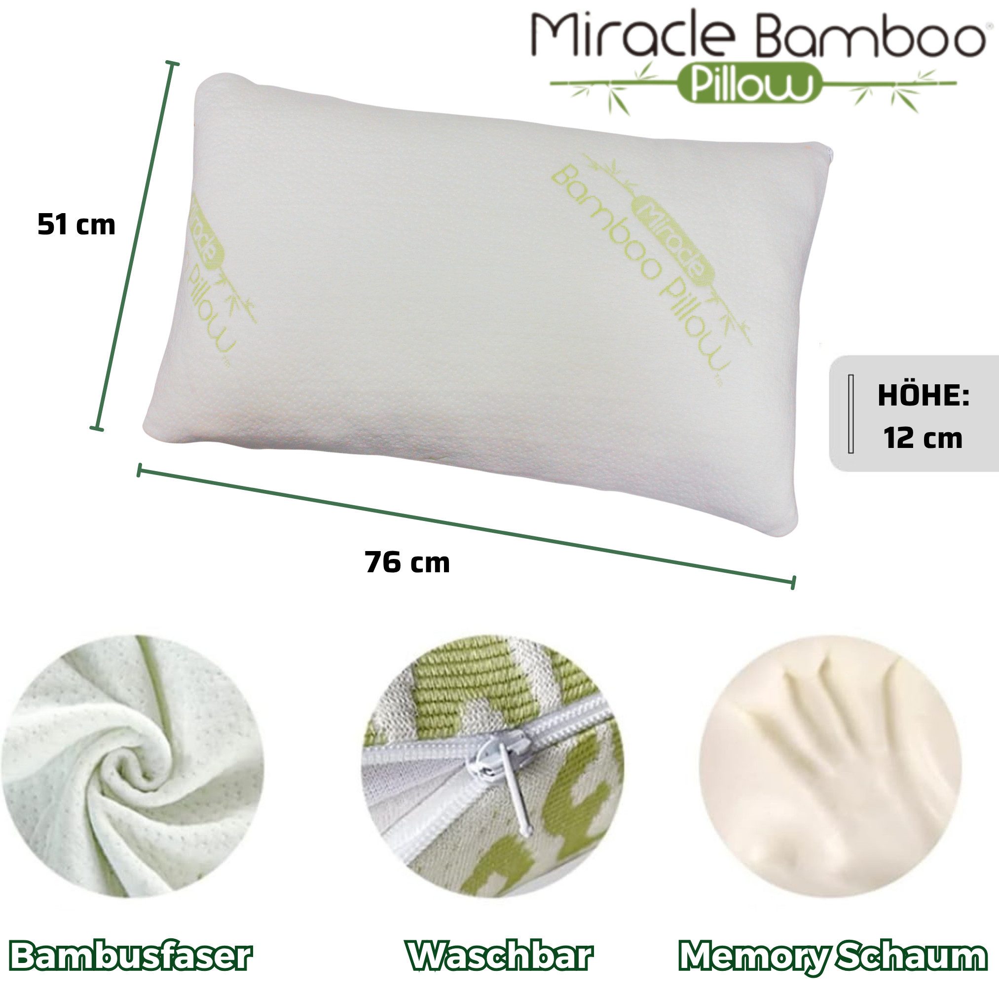 Venteo Naturfaserkopfkissen MIRACLE Bamboo Pillow mit Bambusfaserbezug, Fül günstig online kaufen