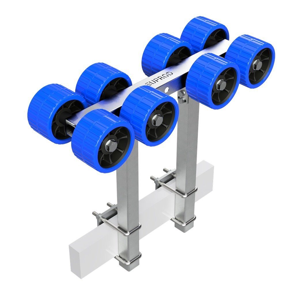 Auffahrrampe Sliprollen mit 2 Stützen Sliphilfe Bootstrailer EVA Ø 120 mm, 8er