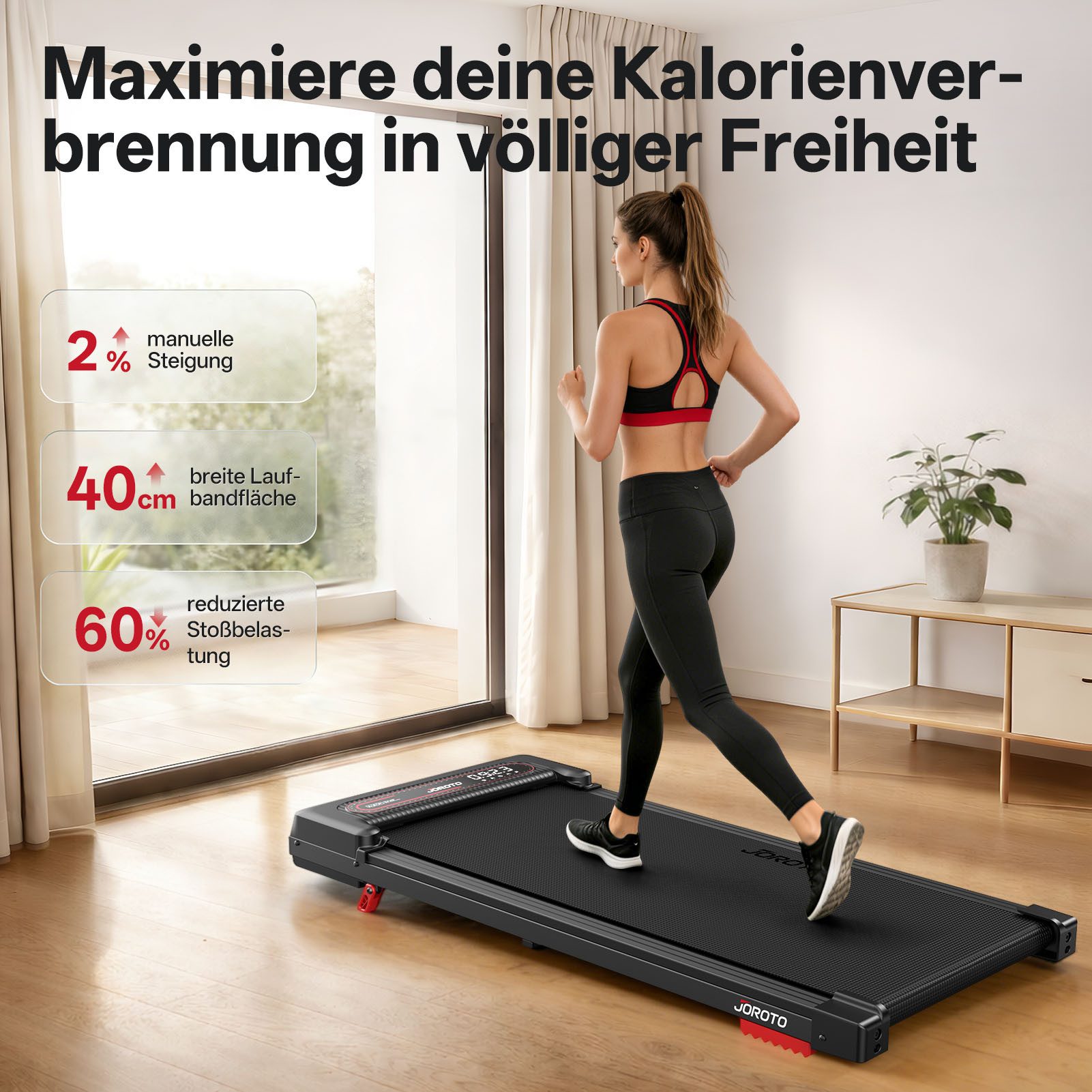 JOROTO Laufband F10 Laufband Leise & Platzsparend für Zuhause
