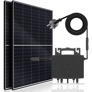 SUNNIVA Solaranlage 860/800W BIFACIAL Balkonkraftwerk, 800,00 W, Monokristallin, (E-Star 800W Micro-Wechselrichter HERF Wifi Upgradebar Drosselbar, 2x 430W Solarmodule, Solaranlage mit 5m Anschlusskabel, Solarkabel, Photovoltaikanlage), Balkon Mini-PV Anlage genehmigungsfrei Inverter, Solarpanel Solarmodul