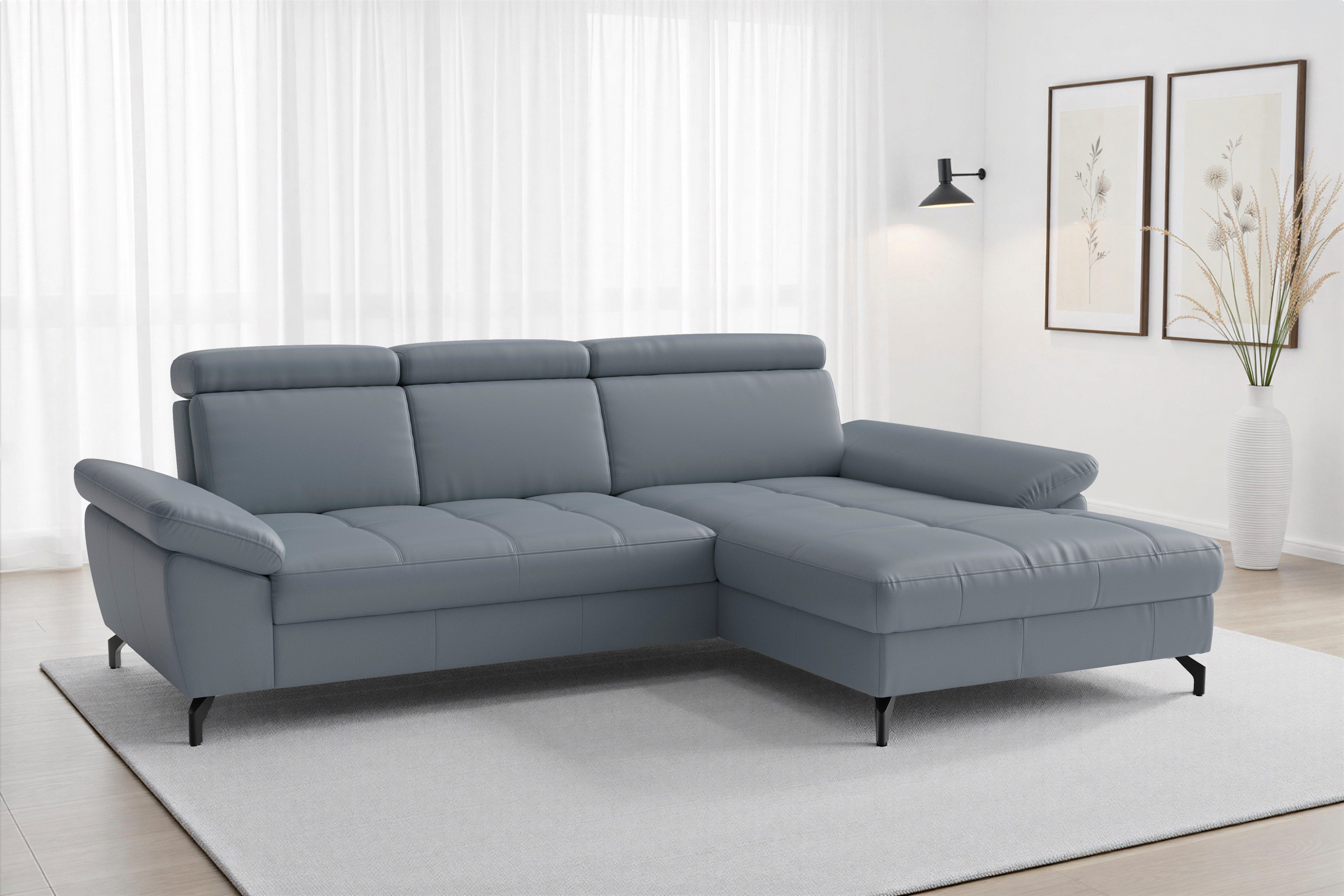 sit&more Ecksofa Vanity L-Form, Leder, B: 264 cm, mit Sitz-, Kopf u. Armteilverstellung, Couch optional mit Schlaffunktion & Bettkasten, in Leder