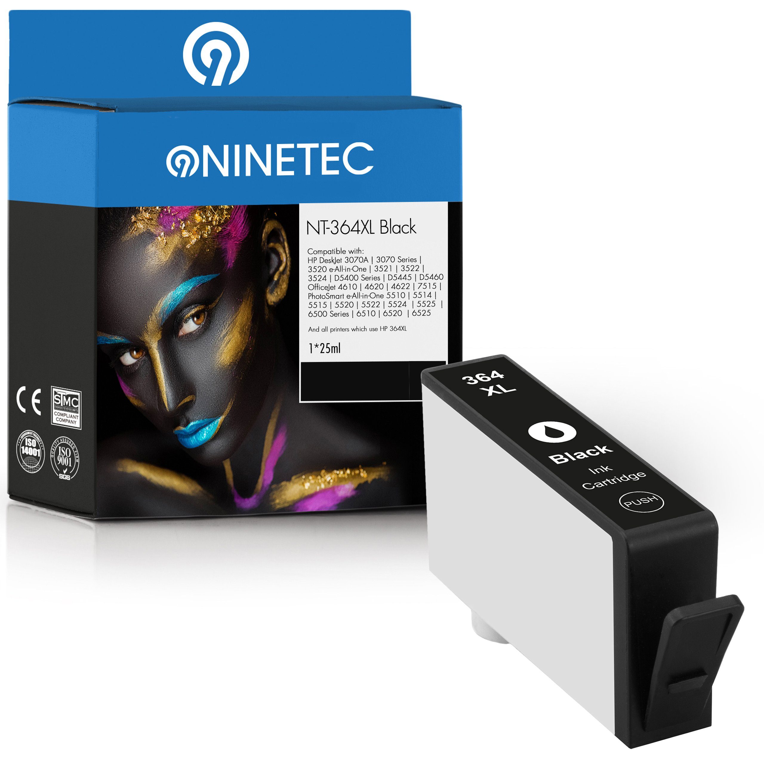 NINETEC ersetzt HP 364XL 364 XL Black (CB321EE) Tintenpatrone