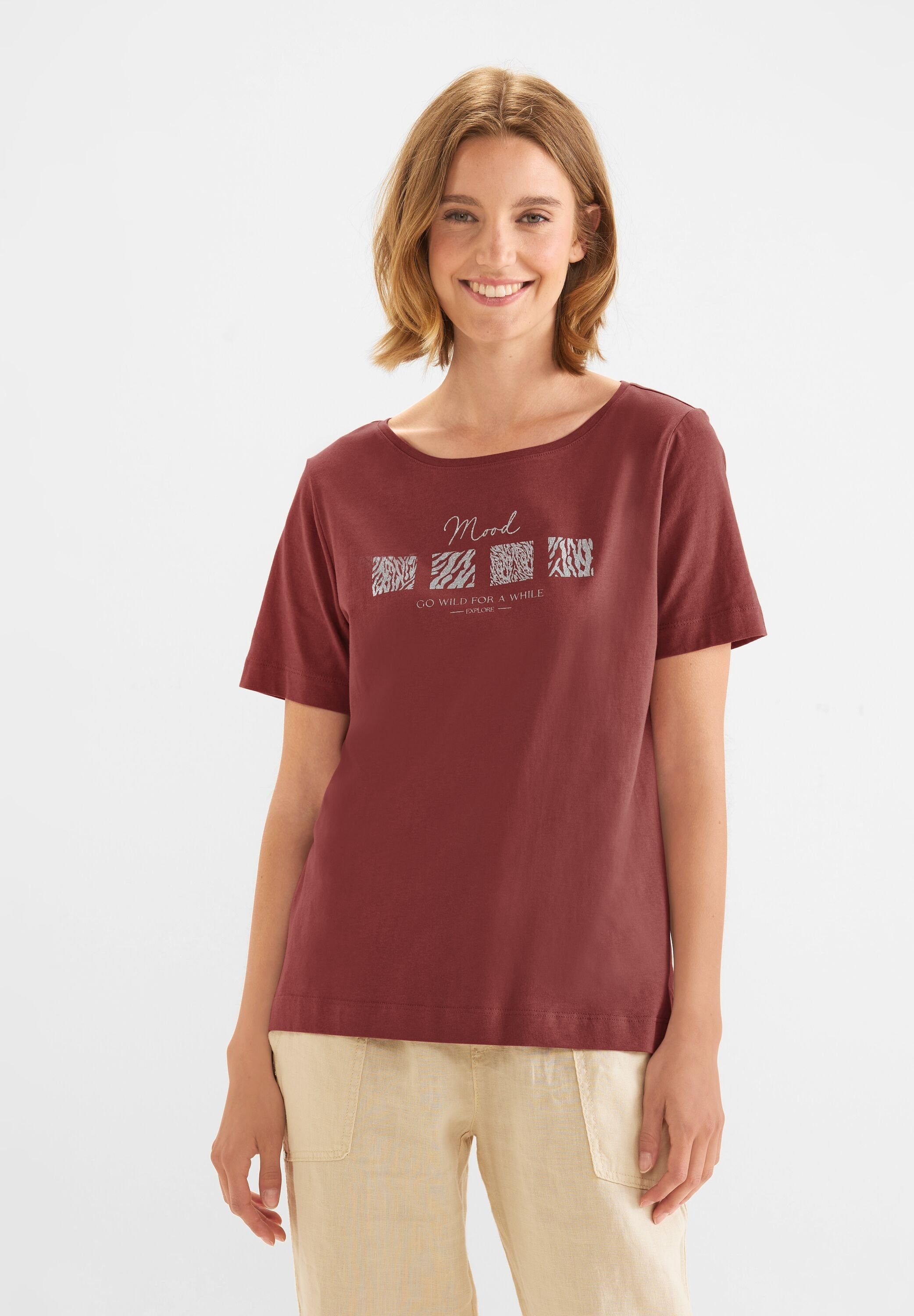 reiner Baumwolle foxy ONE T-Shirt STREET dark red aus