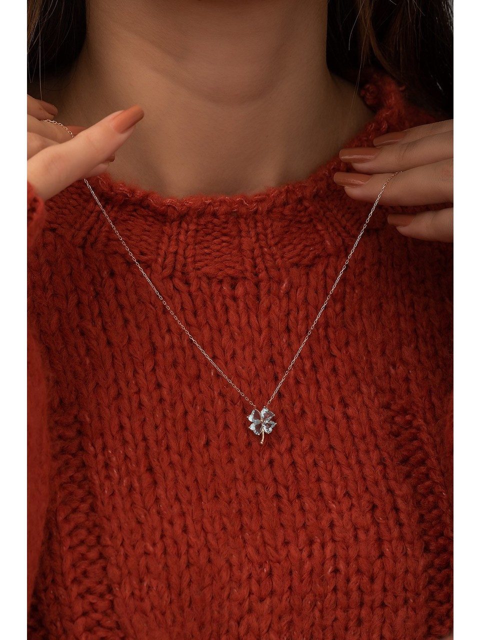 Nisan Ohrring-Set, 925 Silber Damen Halskette – Vierblättriges Kleeblatt mi günstig online kaufen