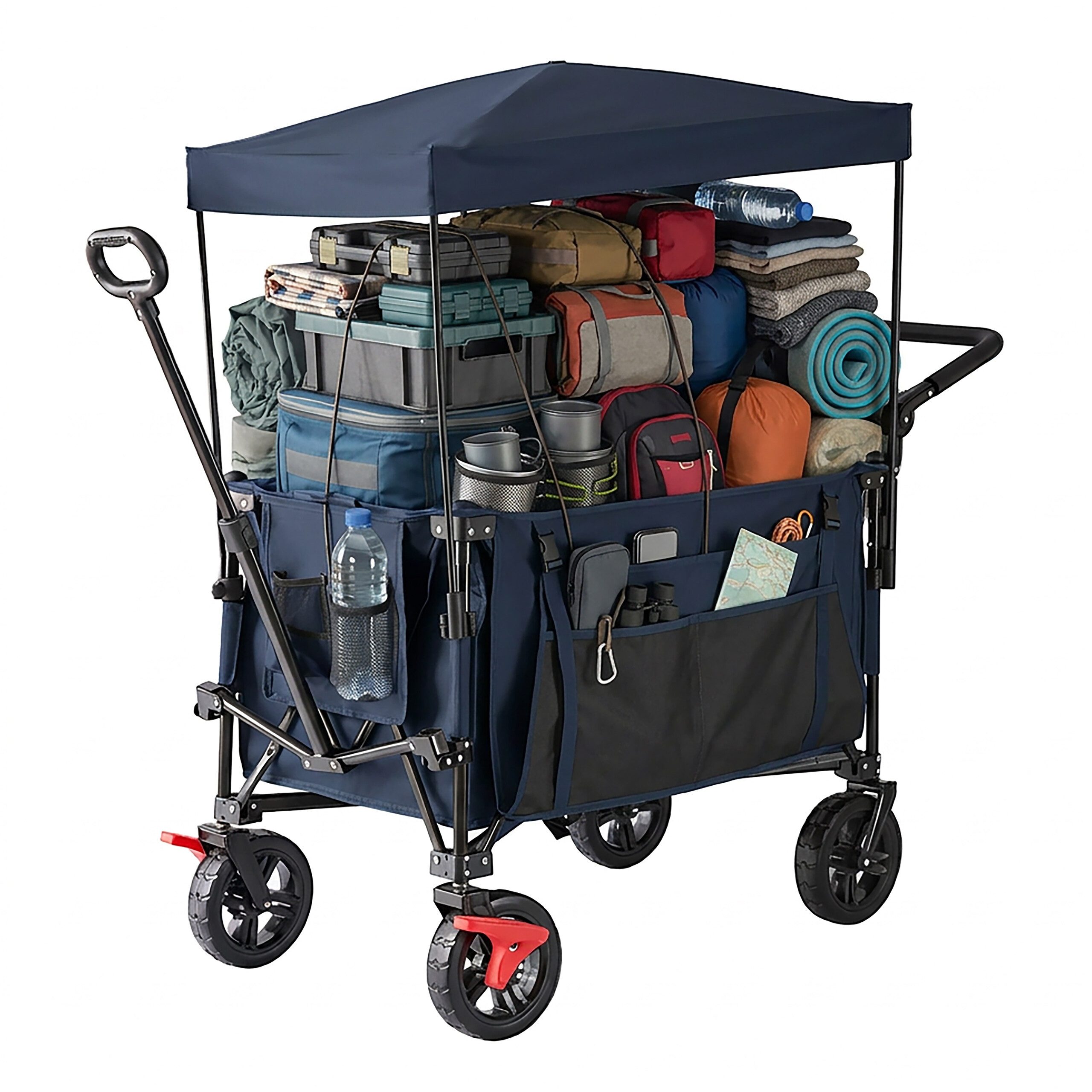 relaxdays Bollerwagen Faltbarer Bollerwagen mit Dach, blau