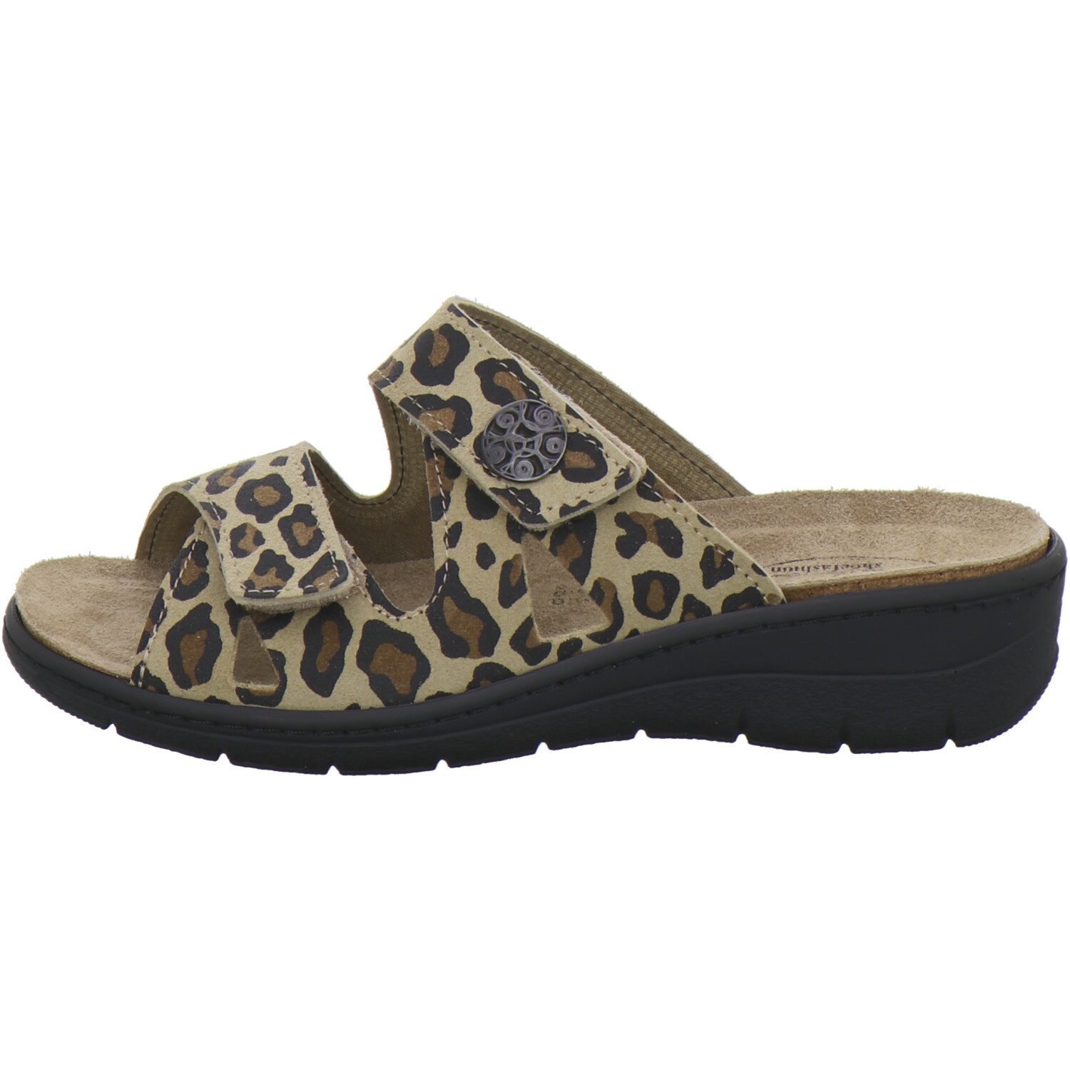 AFS-Schuhe 280898 Wechselfußbett Pantolette für Damen mit Keilabsatz, bequeme Sandalen aus Leder