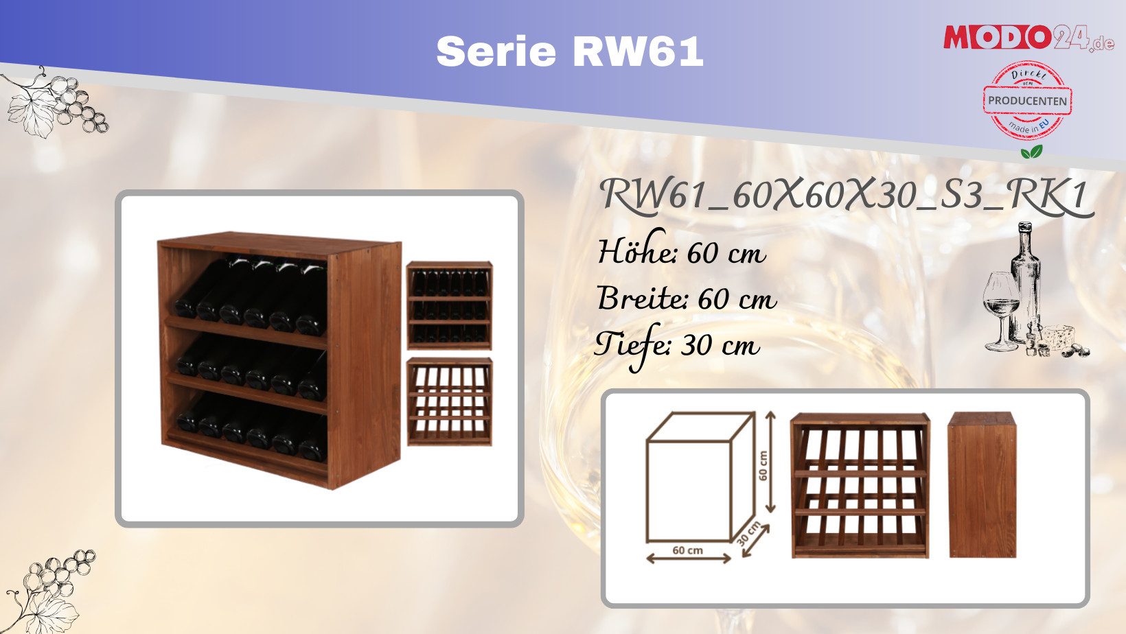 Modo24 Weinregal RW61, Modular Flaschenregal Flaschenständer günstig online kaufen