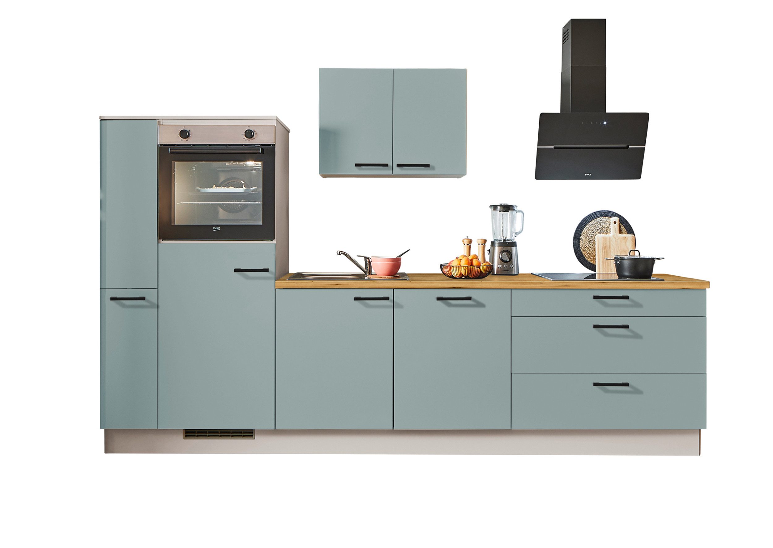 pino Küchenzeile Lund, individuell anpassbar, gratis Küchenplanung mit Profis, (Breite 290cm), vormontiert, wahlw. mit E-Geräten, Preis inkl. Lieferung & Montage