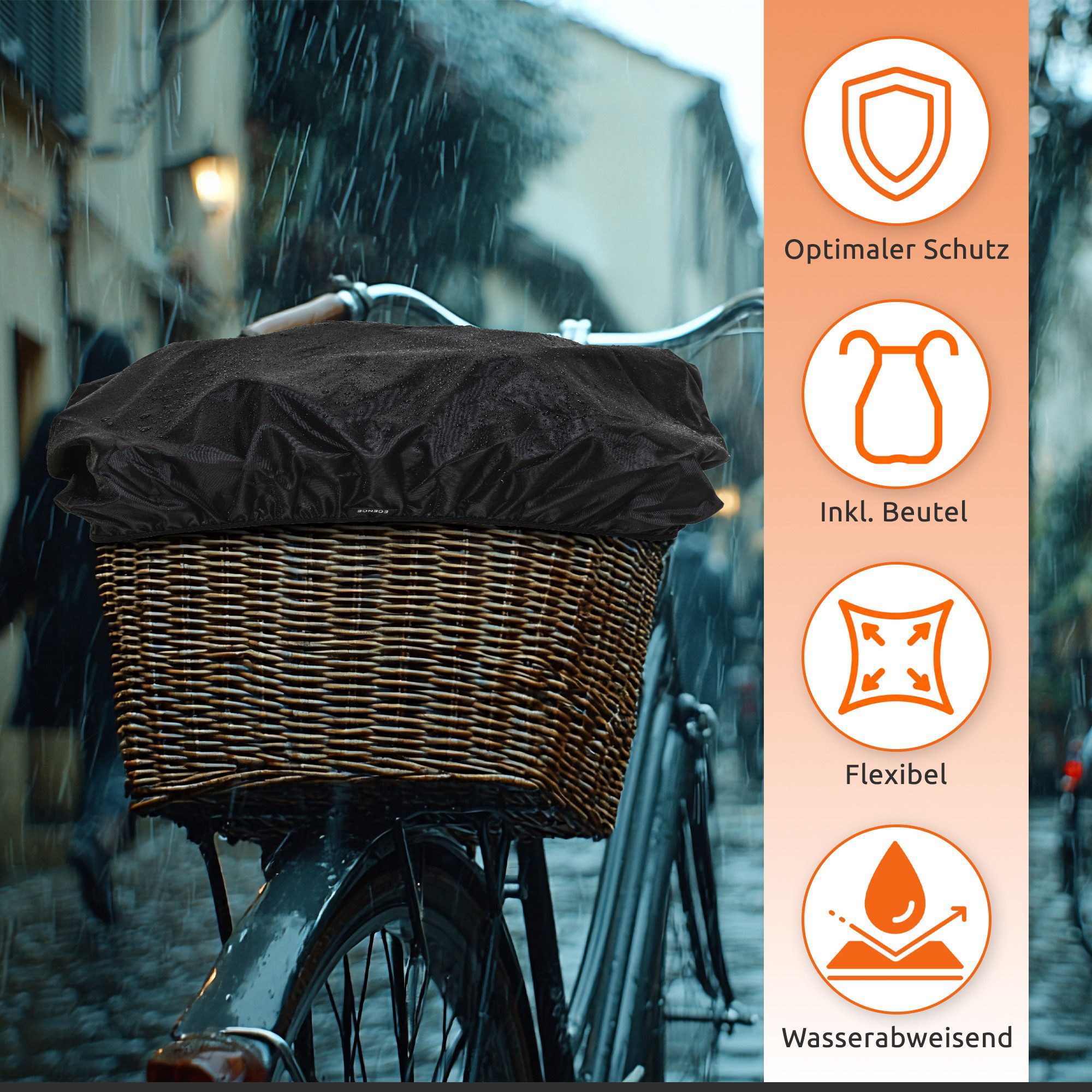 ECENCE Fahrradkorb 1x Fahrradkorb Regenschutz Schwarz günstig online kaufen
