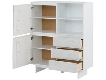 loft24 Highboard Marcy, Schrank aus Kiefer mit schöner Holzstruktur, 2 Farbvarianten