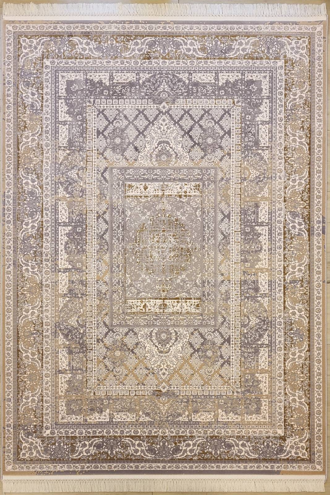 Rug Studios Teppich Teppich DESIGN IRAN 12449, Rechteckig, Höhe: 0 mm, modern, 150 x 225 cm, Hellsilber