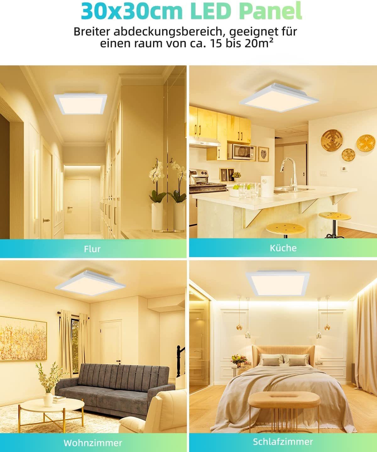 Daskoo 1440lm Flach LED Deckenleuchte LED 18W Deckenlampe fest Modern, LED Deckenleuchte Schlafzimmer Warmweiss, integriert,