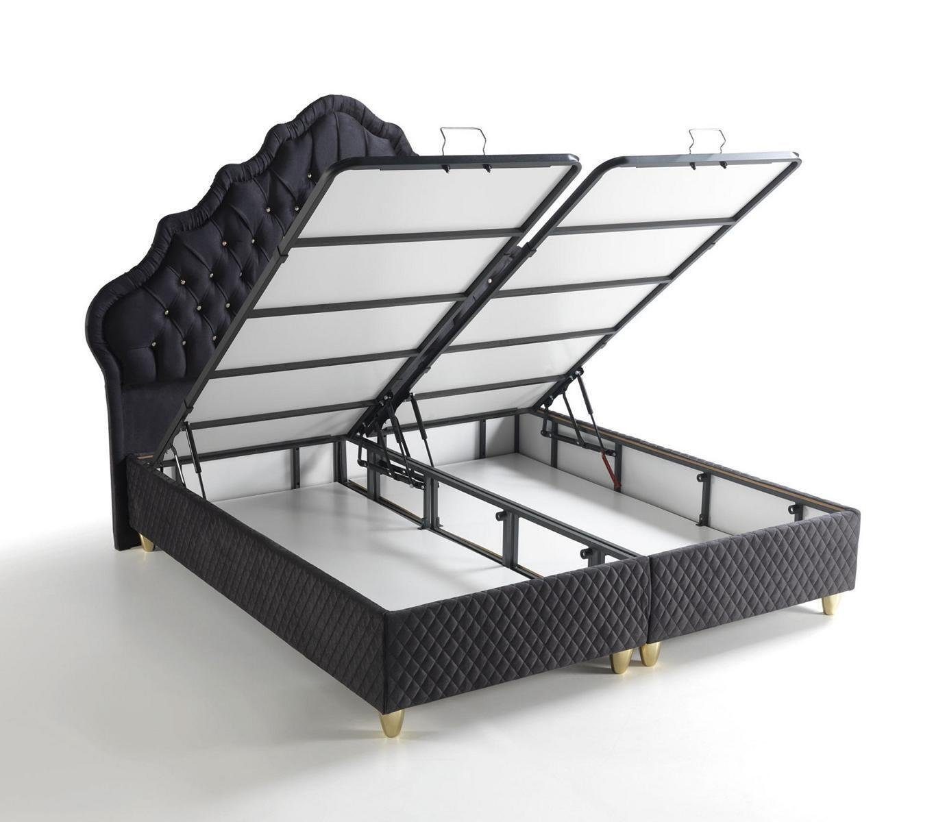 Möbel Made Luxus In (Bett), Europe Polster Schwarz Bett Schlafzimmer JVmoebel Betten Bett Design