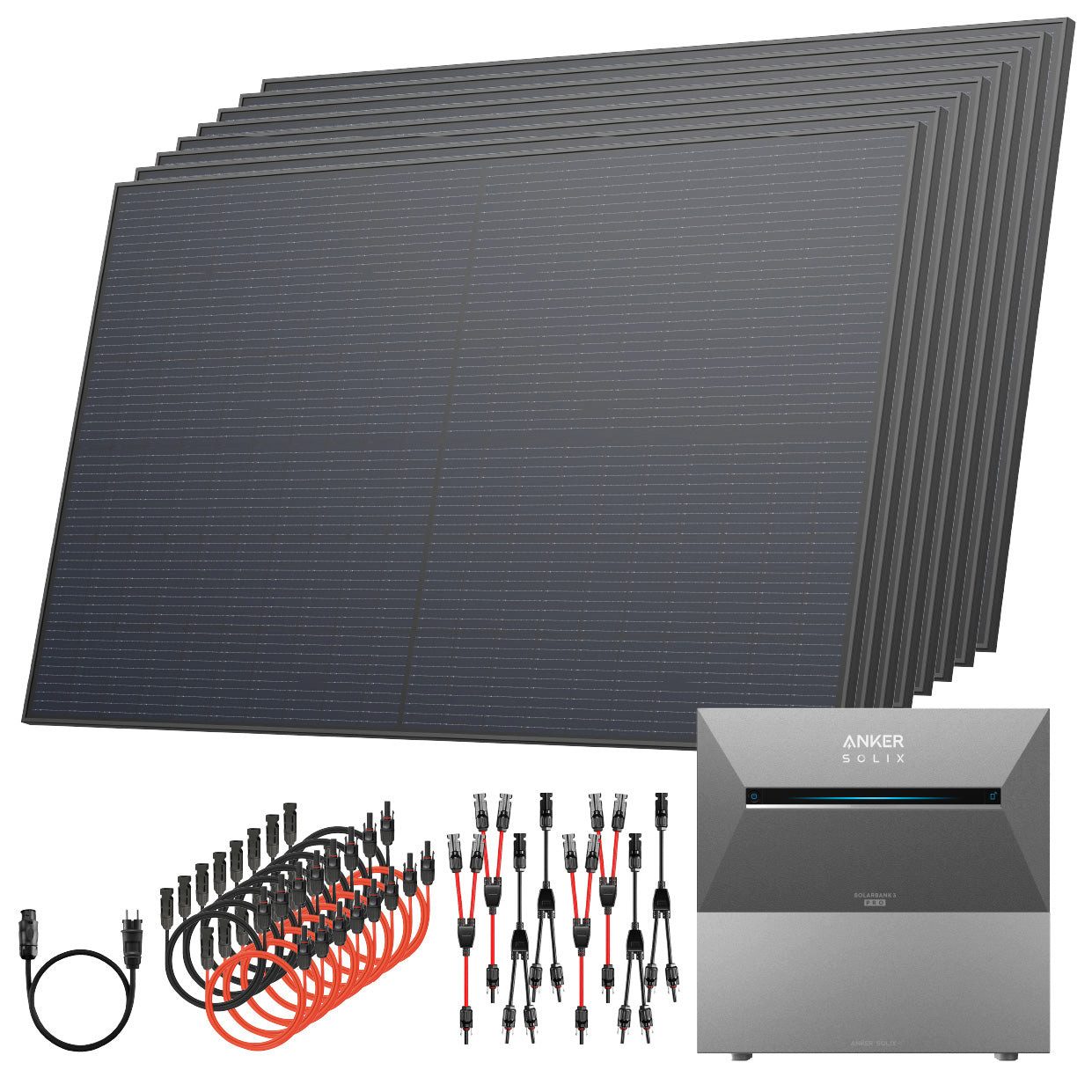 Solarway Balkonkraftwerk All In One mit Speicher 3680W komplett Steckdose - 5,4 kWh, Prismatische LiFePO₄-Zellen, (Anker SOLIX Solarbank 3 E2700 Pro), hoher Wirkungsgrad, Wasserdicht