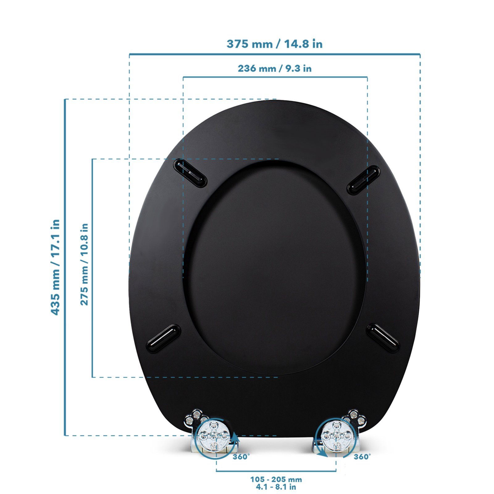 Sanfino WC-Sitz "All Black“ Premium Toilettendeckel mit Absenkautomatik aus Holz, bunter WC Sitz mit Motiv, hoher Sitzkomfort, einfache Montage – Bild 5 von 5