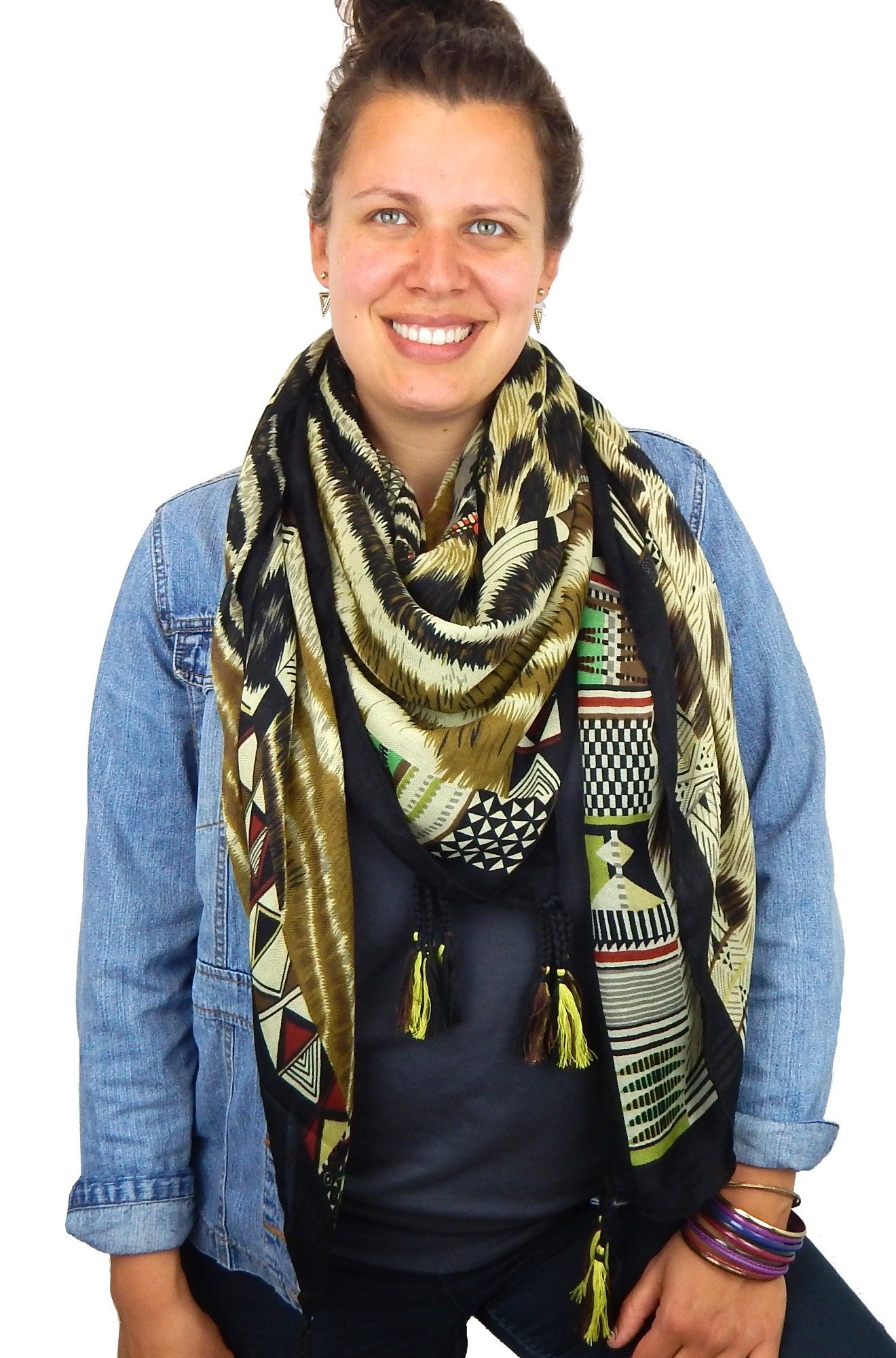 Ella Jonte Dreieckstuch, braun schwarz großes günstig online kaufen