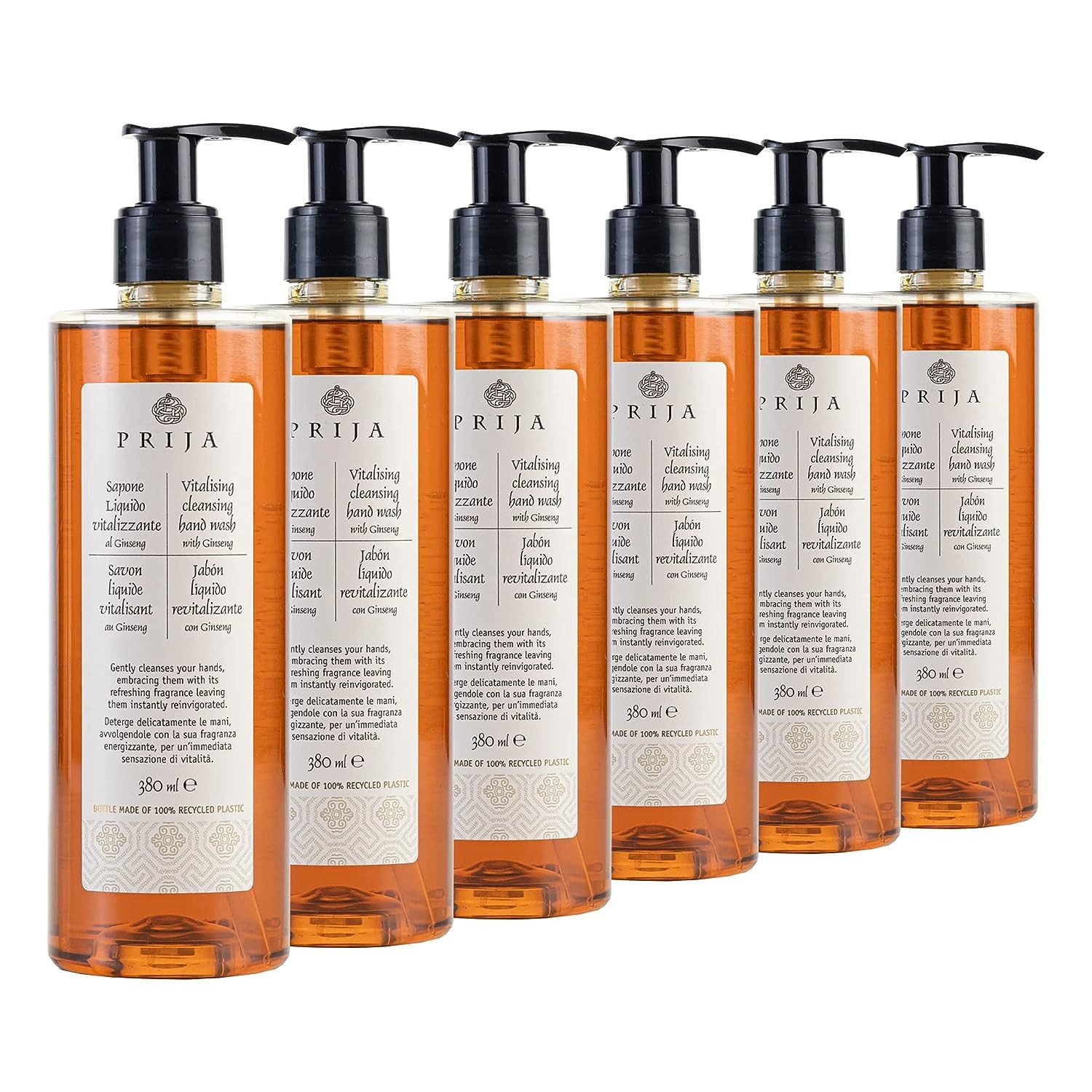 PRIJA Flüssigseife PRIJA vitalisierend mit Ginseng 380ml Hotelseife Seife, 6-tlg.