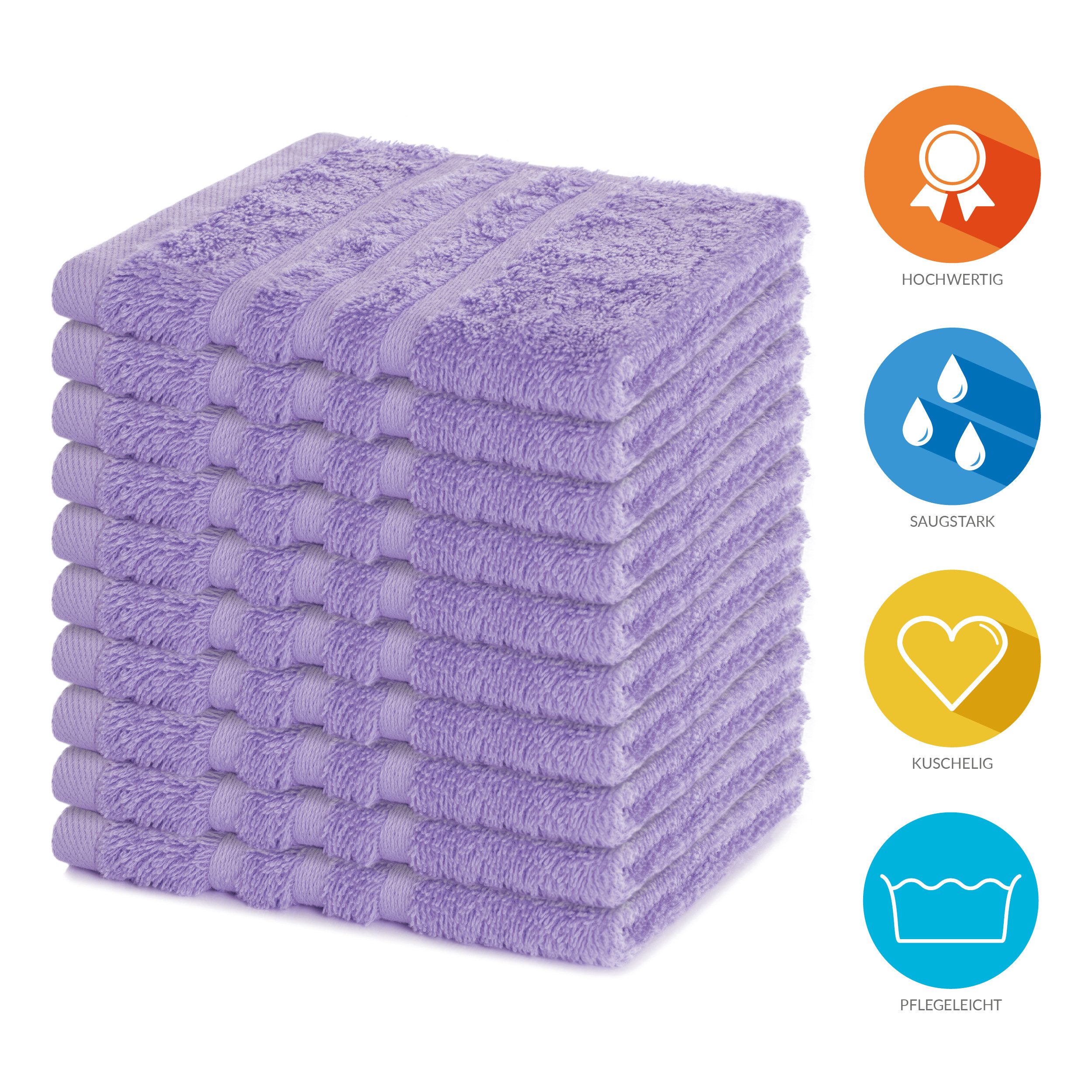 Lavea Seiftuch 10er Gästehandtücher Set 30x30 cm Elena Frottee, kleine Wasc günstig online kaufen