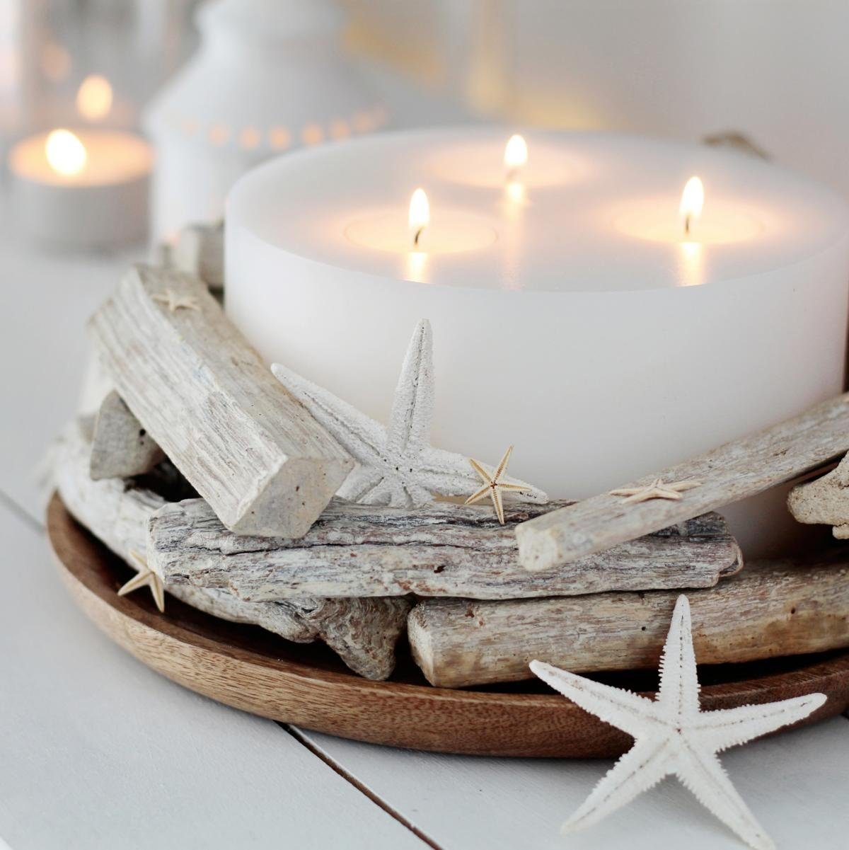 EDZARD Stumpenkerze Cornelius Ø 16 cm, (H 9 cm) Stumpenkerzen-Optik, Dauerkerze für 3 Teelichter