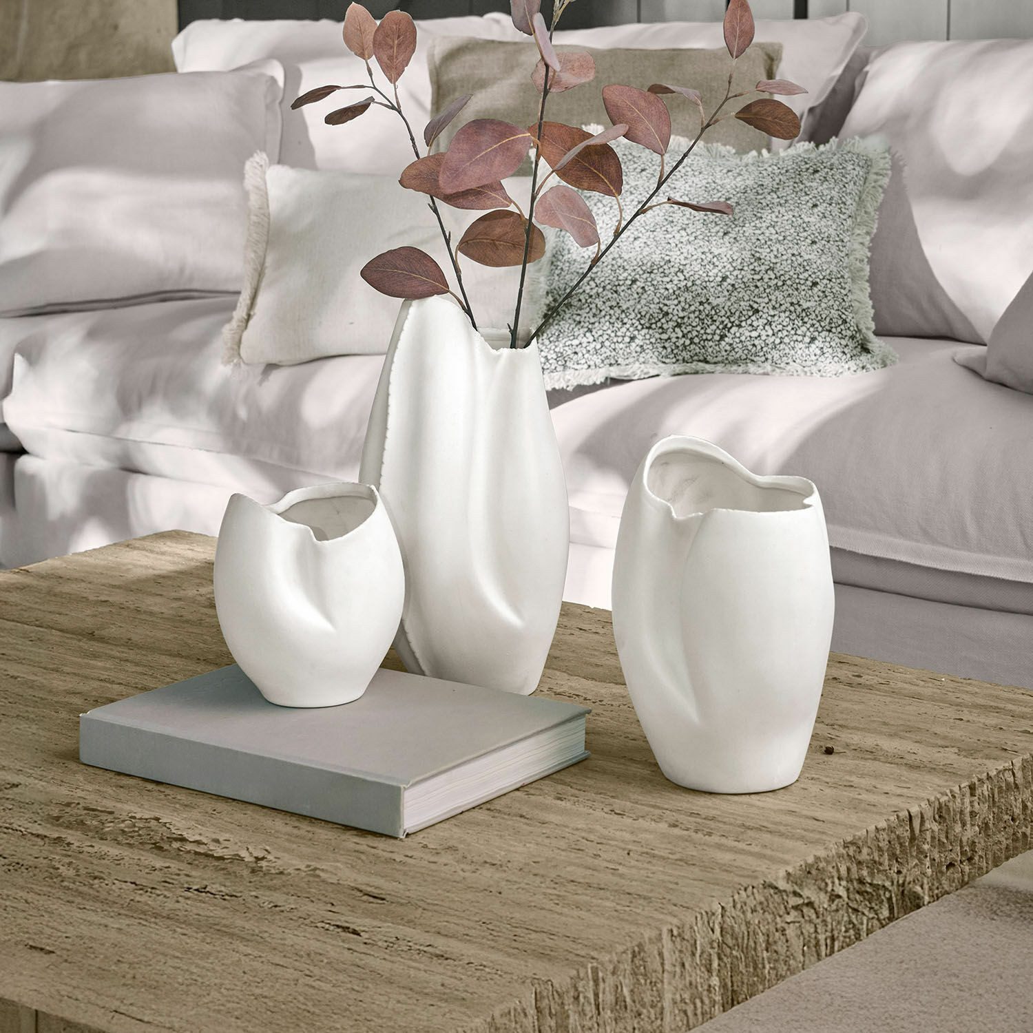 Mirabeau Tischvase Vase 3er Set Kazimad weiß