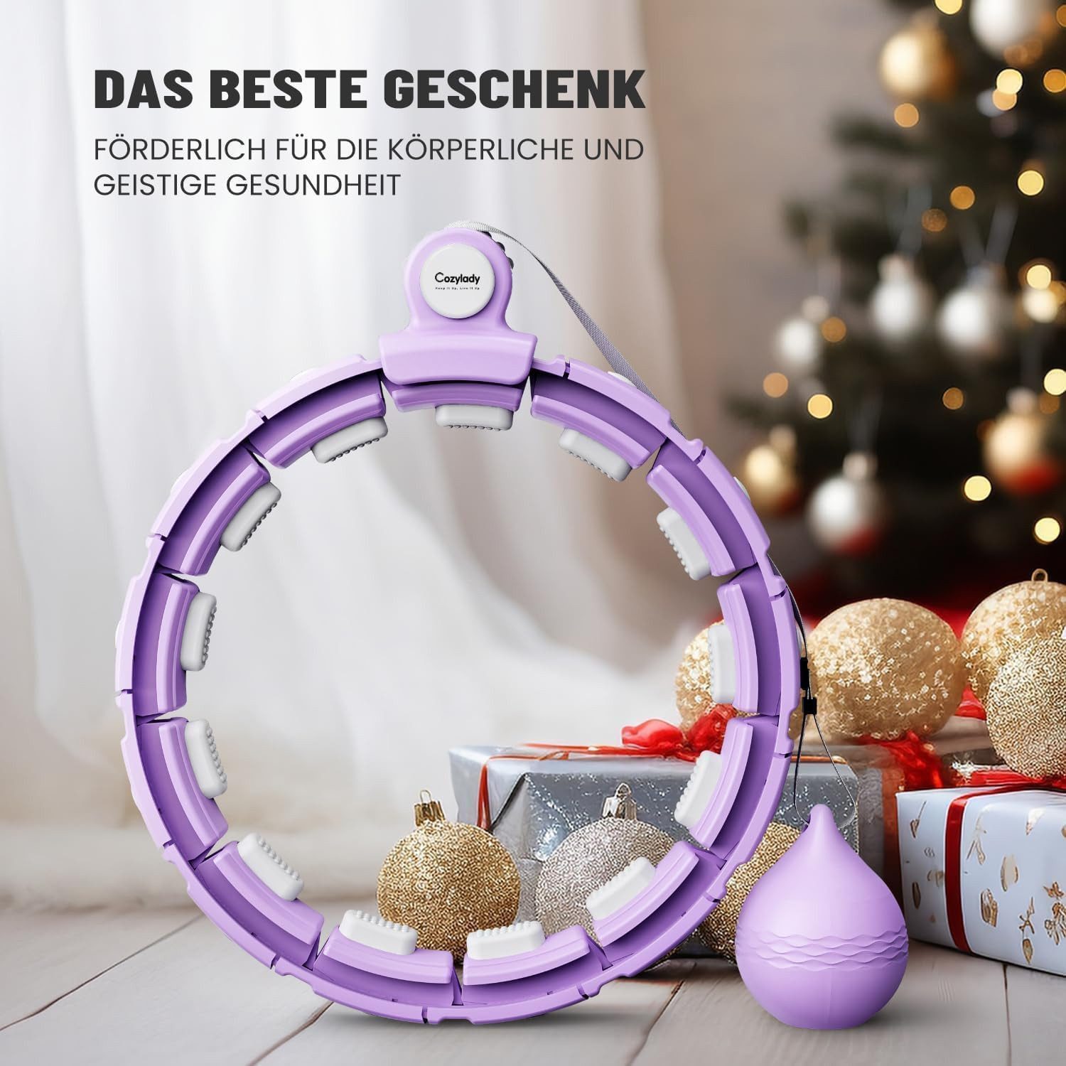 Diyarts Hula-Hoop-Reifen (Smart Hula Hoop), Smarter LED-Fitness Hoop – leise (60 dB), 18 Segmente, Akku