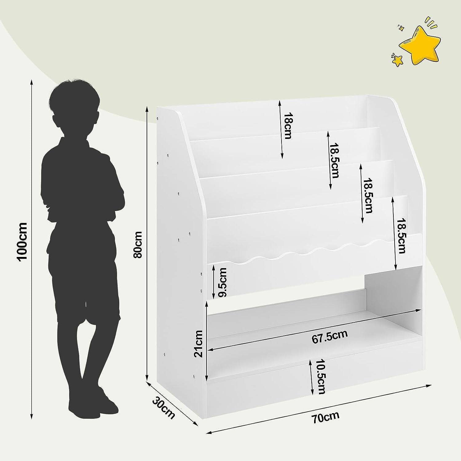 Woltu Bücherregal, 1-tlg., Kinderregal mit 5 Fächern 70x80x30 cm