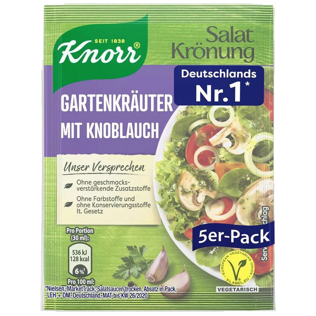 Knorr Saucen, Knorr Salatkrönung Gartenkräuter Knoblauch Dressing 5x 8g 5er