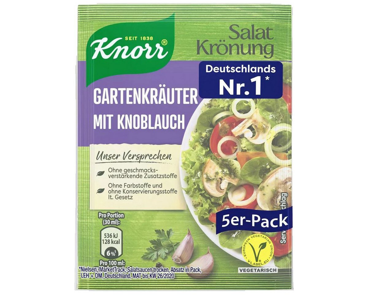 Knorr Saucen, Knorr Salatkrönung Gartenkräuter Knoblauch Dressing 5x 8g 5er