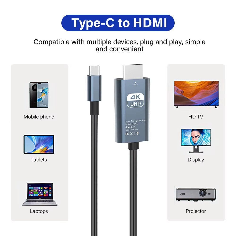 MORRENT USB C auf HDMI Kabel 2m 4K 60Hz Typ C zu HDMI Universal HDMI-Kabel, 4k ultra hd,2 meter
