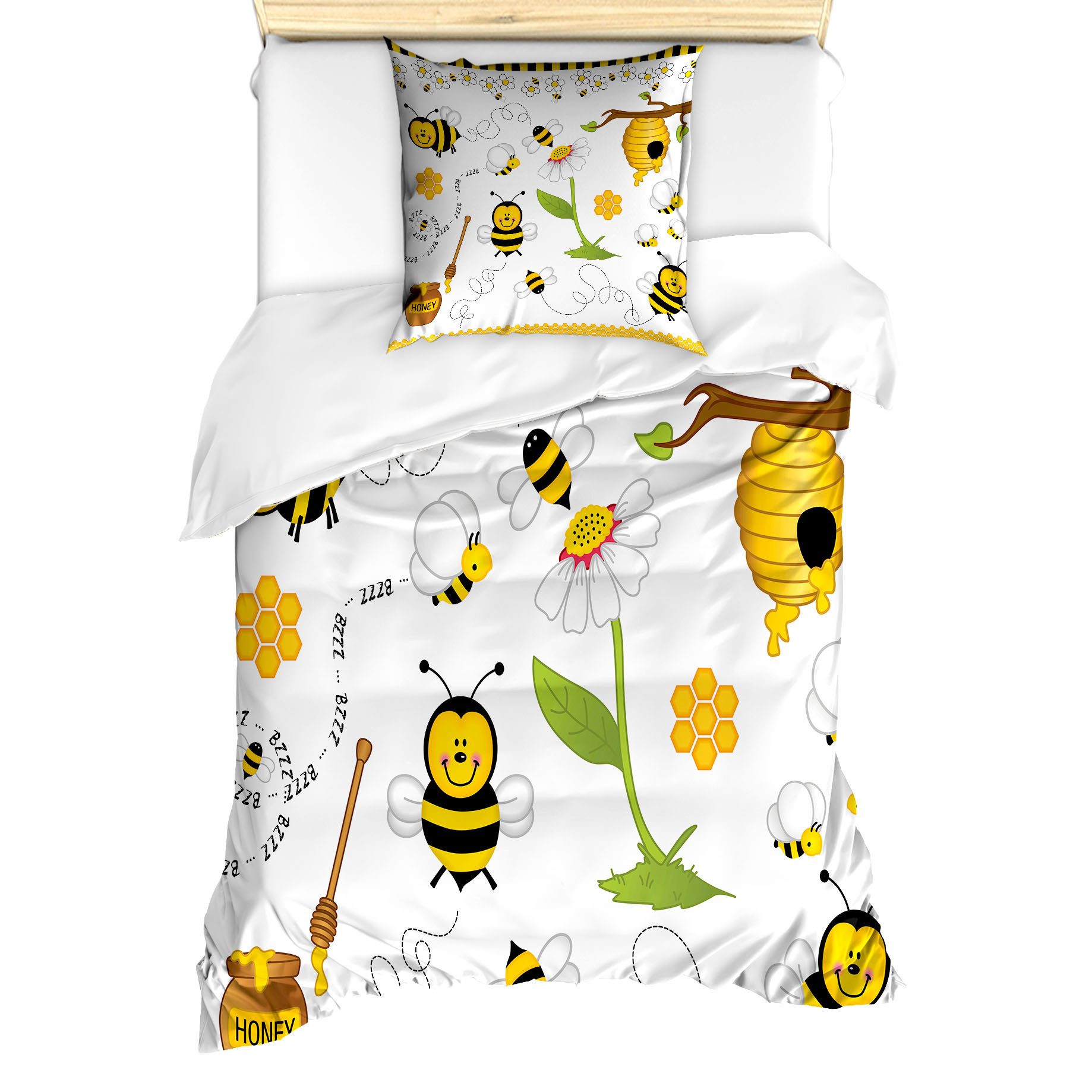 Abakuhaus Постельное белье Milbensicher Всеrgiker geeignet mit Kissenbezug, Microfaser, Biene Bienen Gänseblümchen Kamille