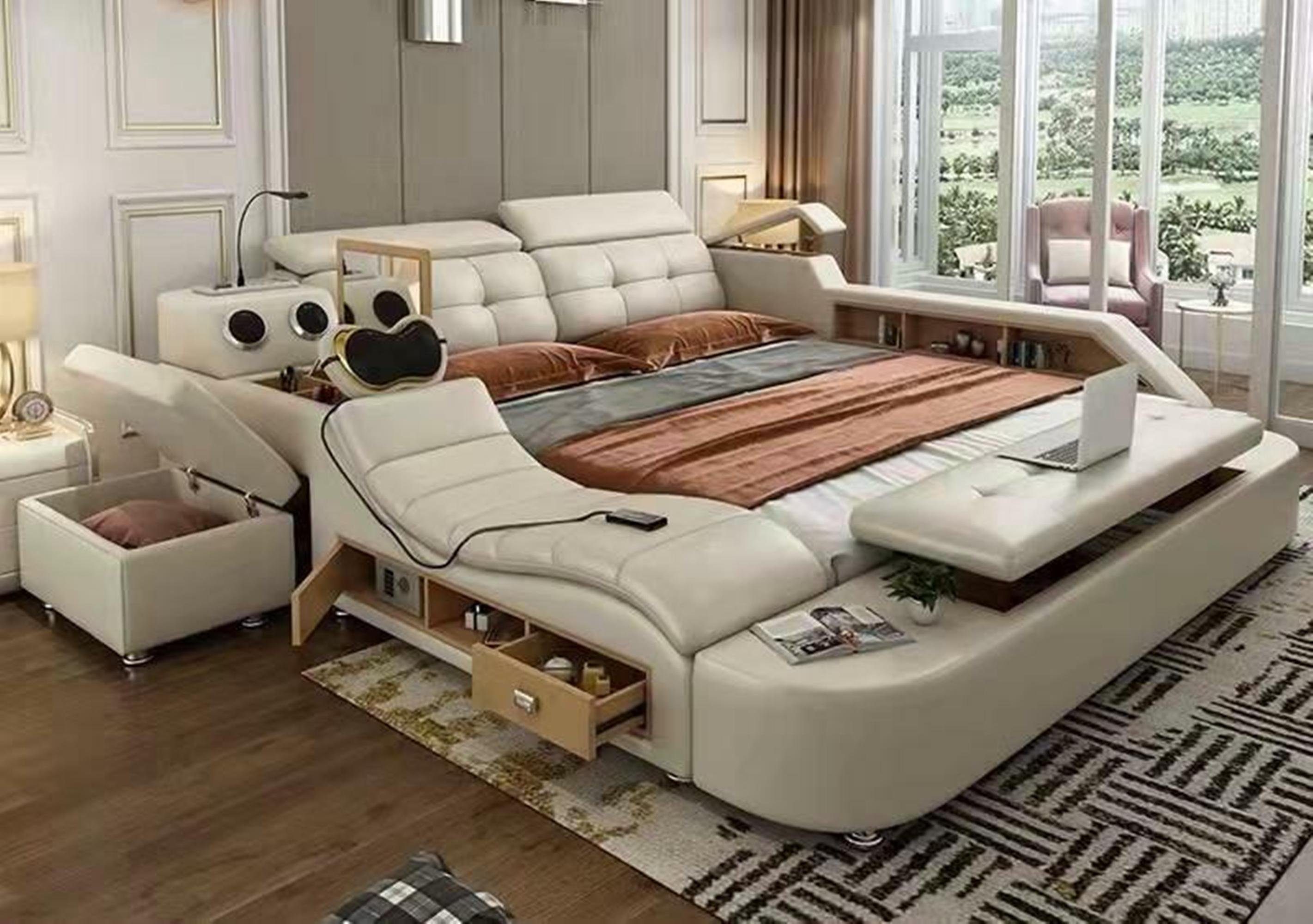JVmoebel Bett Multifunktions Luxus Bett Doppel Leder Betten Design 180x200cm