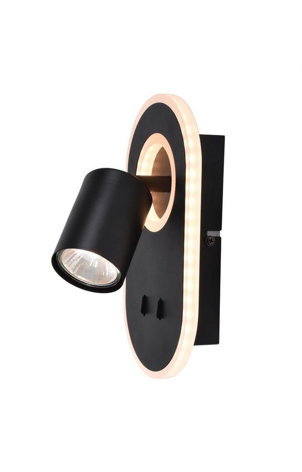 Brilliant Wandleuchte Kimon, Lampe, Kimon LED Wandspot schwarz, 1x PAR51,  GU10, 5W geeignet für Ref, Mit beleuchtetem Rahmen