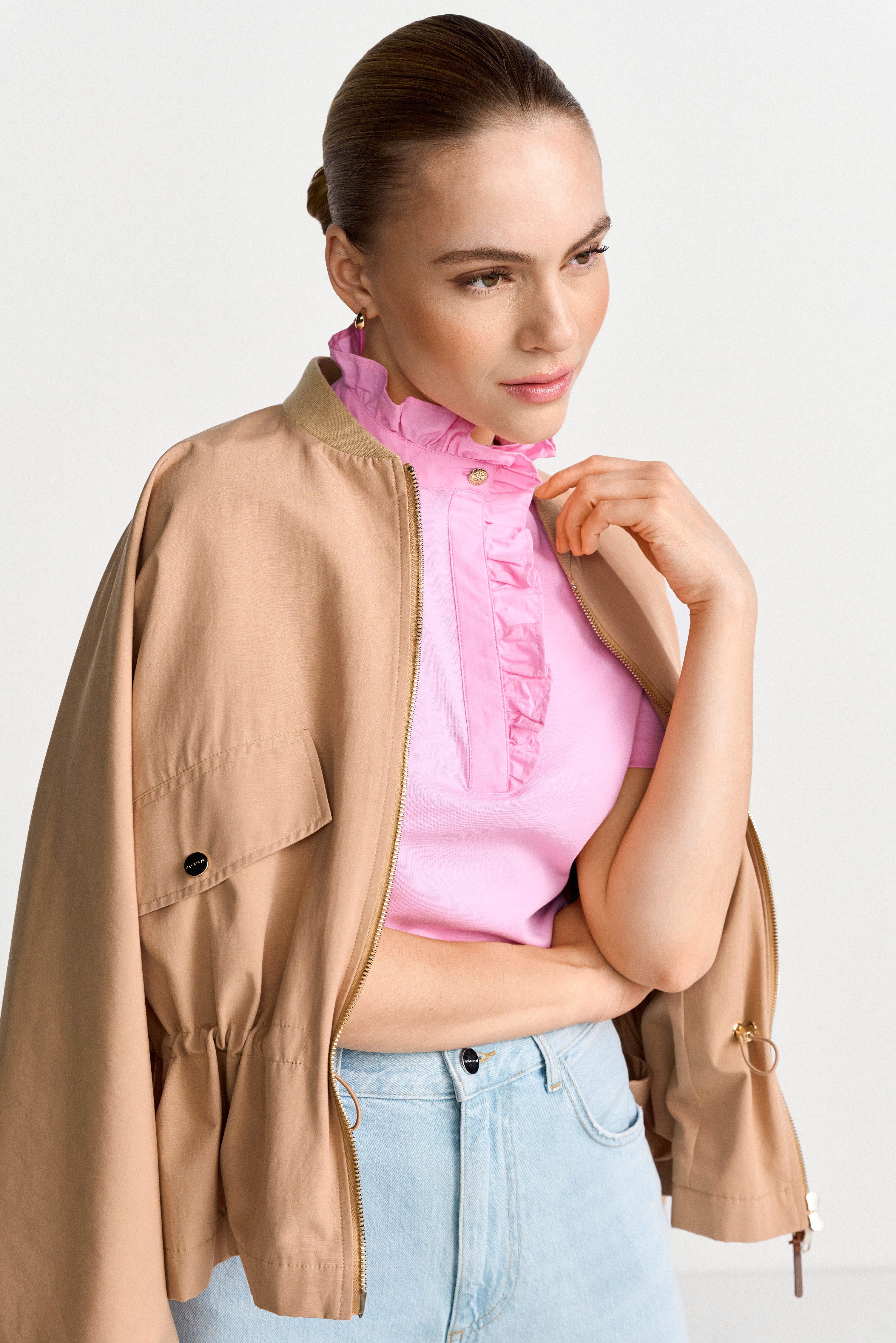 RICHROYAL Blusenshirt mit schmalem Stehkragen und halber Knopfleiste mit Rü günstig online kaufen