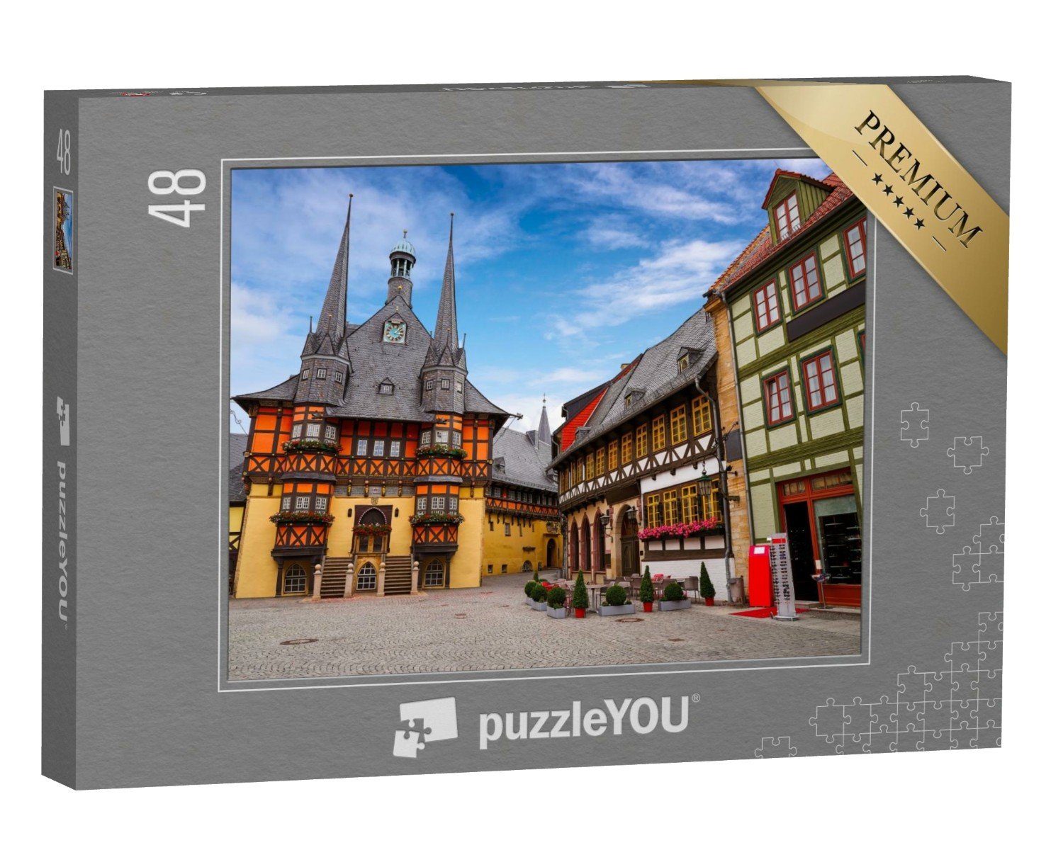 puzzleYOU Puzzle Rathaus von Wernigerode im Harz, Deutschland, 48 Puzzleteile, puzzleYOU-Kollektionen Wernigerode, Regionale Puzzles Deutschland