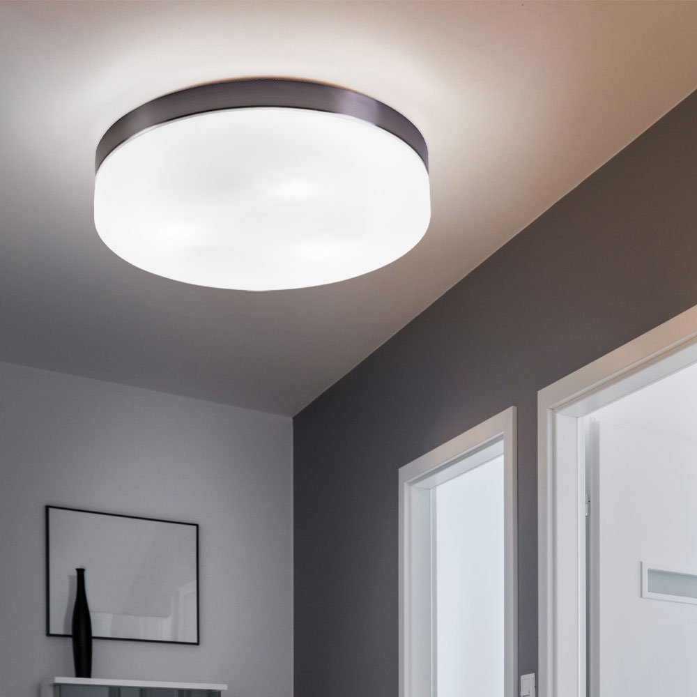 Warmweiß, etc-shop LED Leuchtmittel Deckenleuchte, 3-Flammig Decke Glas Wohnzimmerlampe inklusive, Deckenleuchte weiß