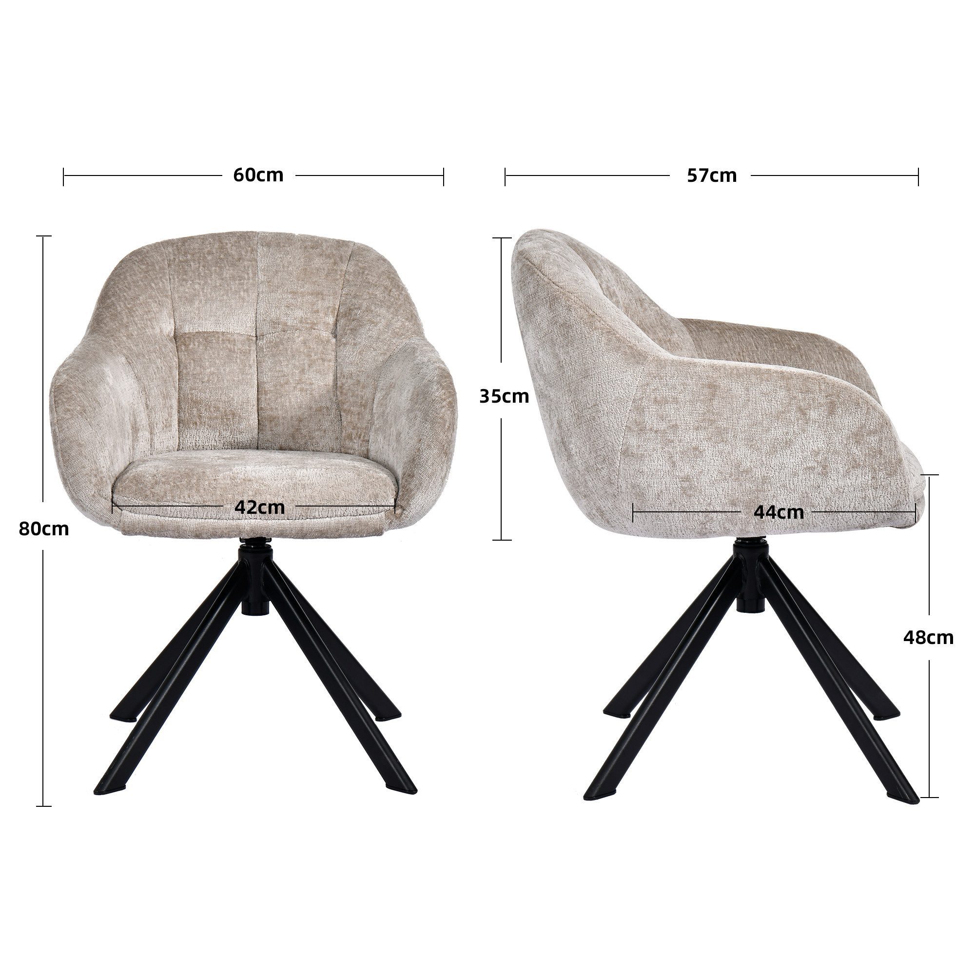 Duhome Loungesessel (9-213A), Armlehnstuhl aus Chenille-Stoff, Schminktisch Stuhl 360° drehbar