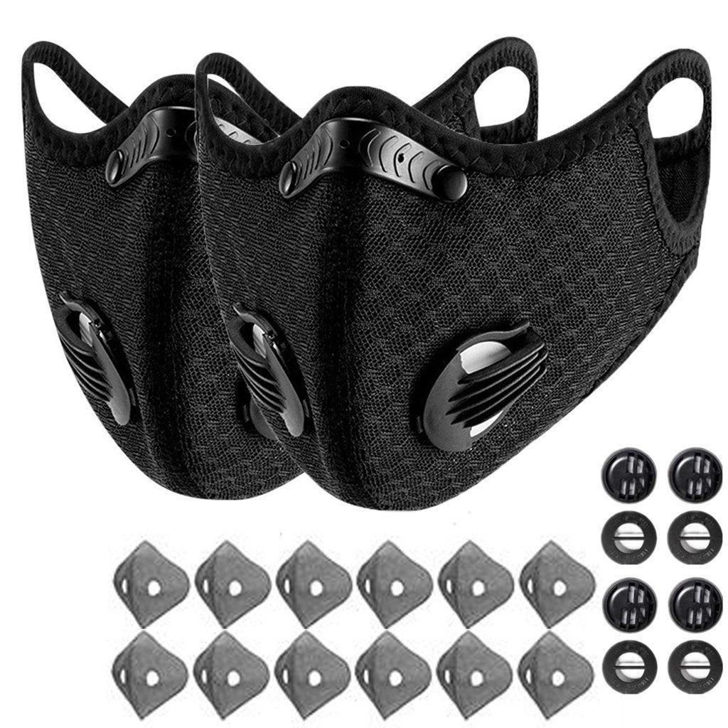 FANNOU Sturmhaube Halbgesichtsmaske Fahrrad Winddicht Sport Maske mit Filter (2-St) Ideal zum Skifahren, Radfahren, Motorradfahren, Skateboarden