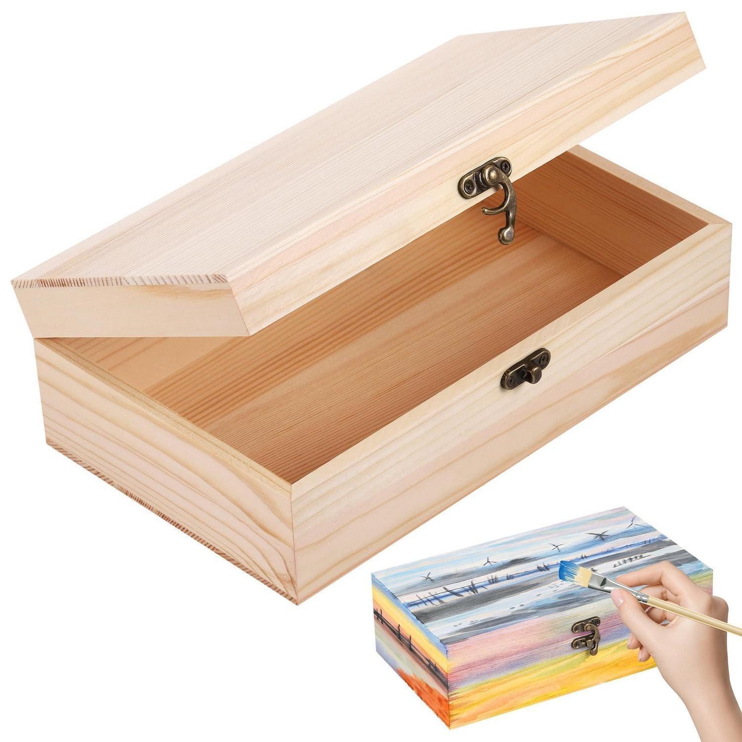 LuxusKollektion Holzkiste Holzkiste mit Deckel 25x15x8cm Kiefer Erinnerungsbox