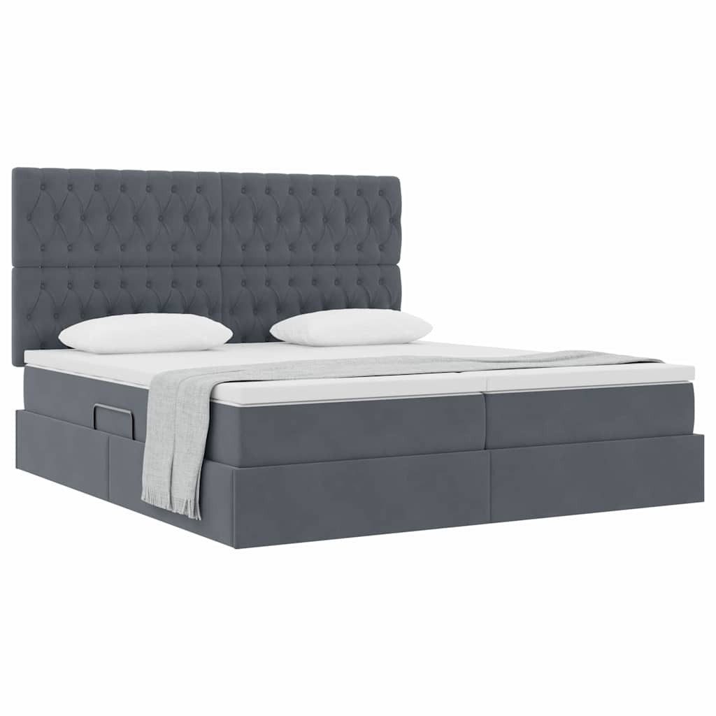 vidaXL Bed Storage Bed with Mattress Dark Grey 180 x 200 cm Velvet (1-piece)