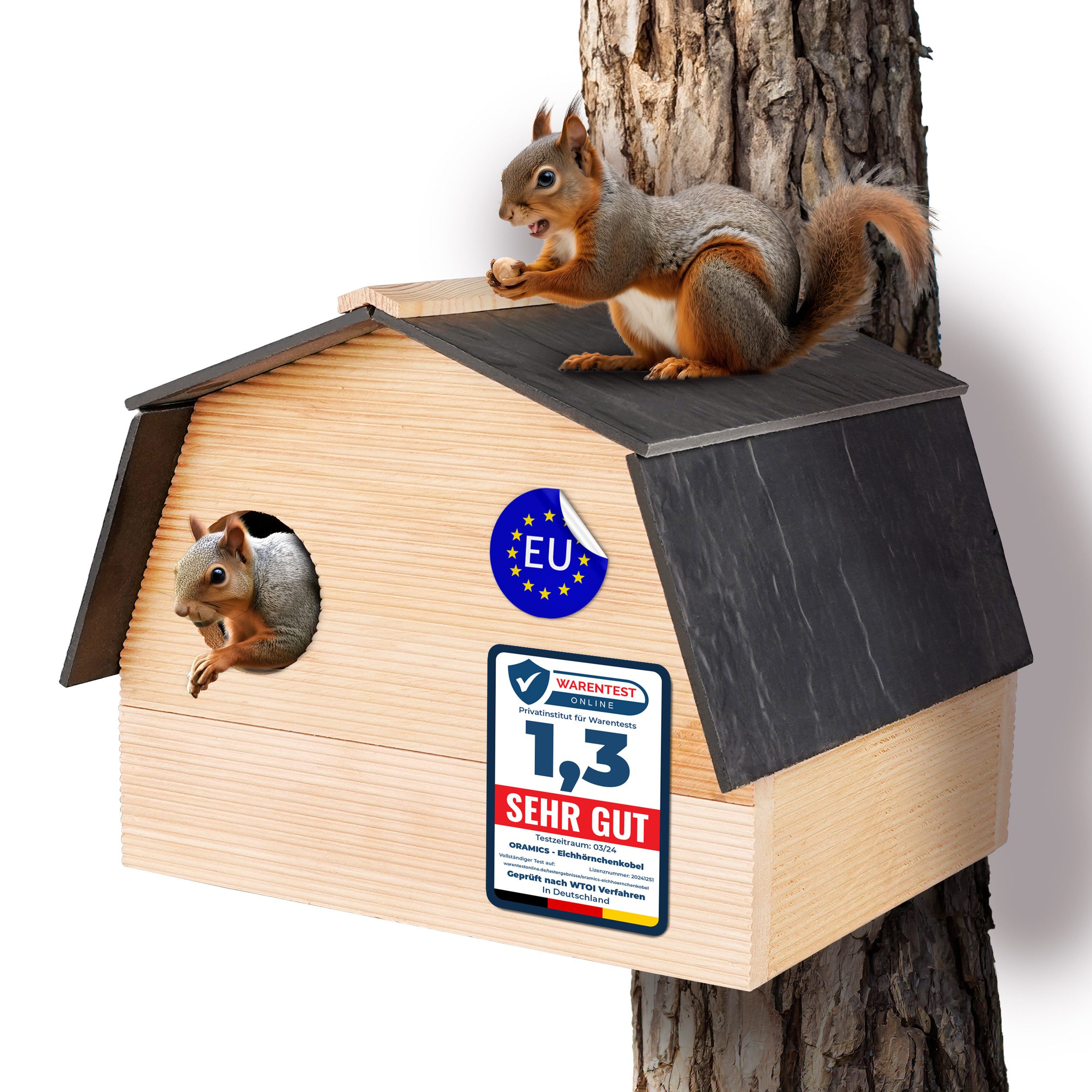 Oramics Eichhörnchenkobel 2x Eichhörnchenhaus Eichhörnchen Haus Nest Kobel Nistkasten Futterhaus