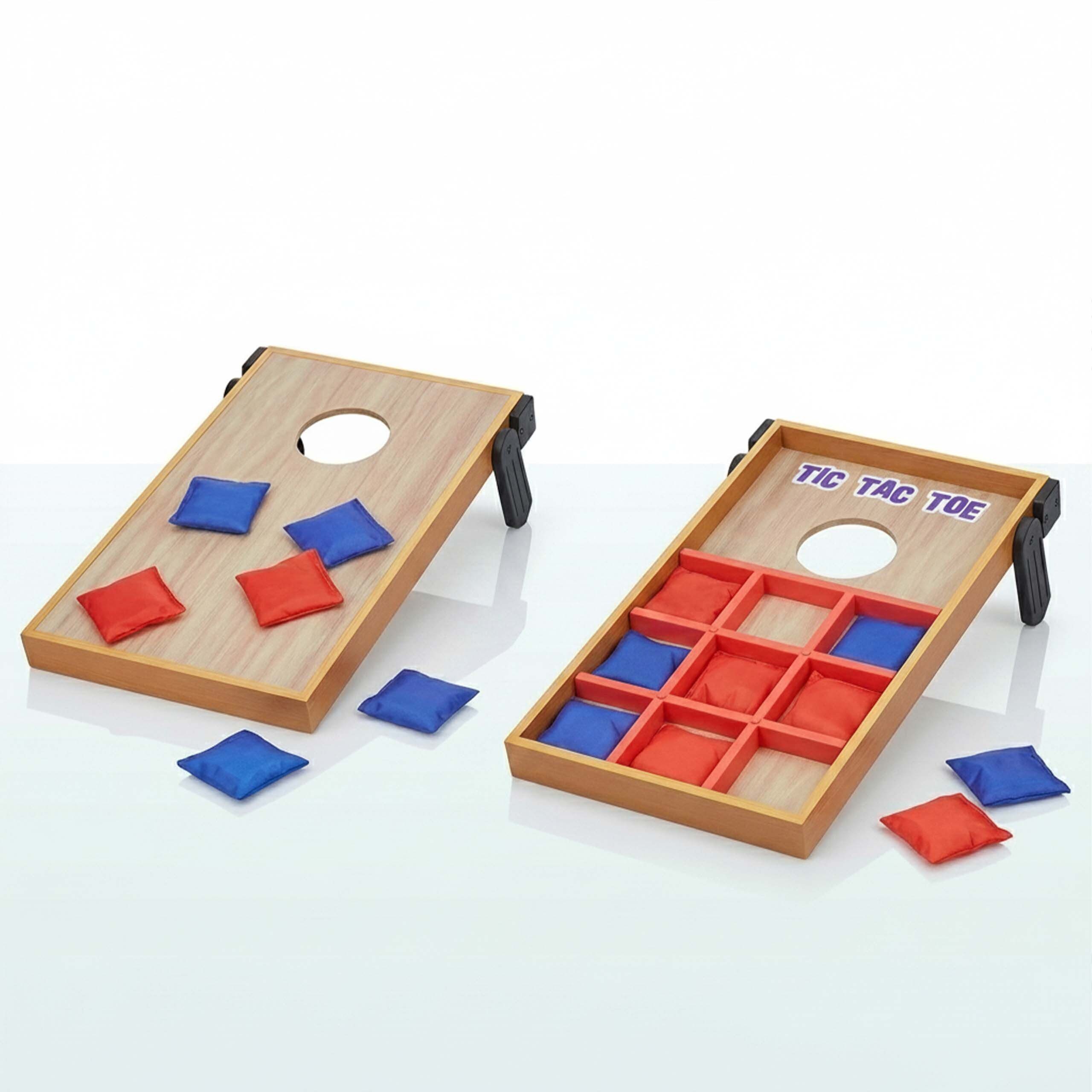 relaxdays Spielesammlung 2 in 1 Wurfspiel Cornhole & Tic Tac Toe