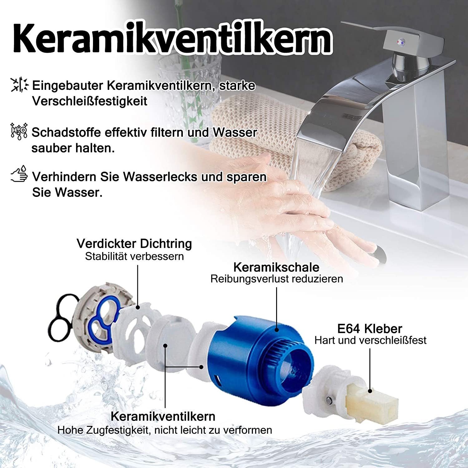 AUFUN Waschtischarmatur Waschtisch für Modell Spültischarmatur Wasserhahn Bad A