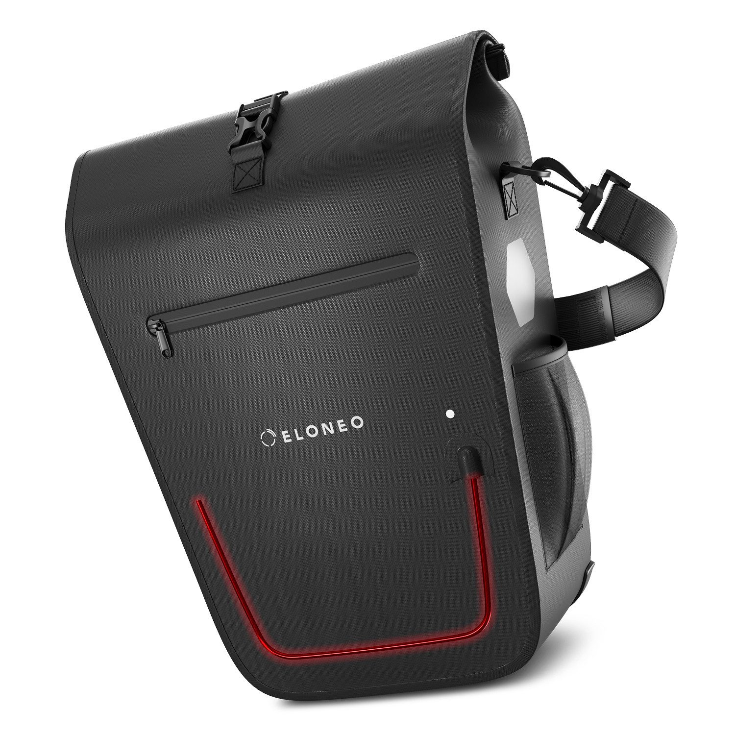 ELONEO Fahrradtasche Gepäckträgertasche, Satteltasche mit Reflektorstreifen, wasserdicht mit LED