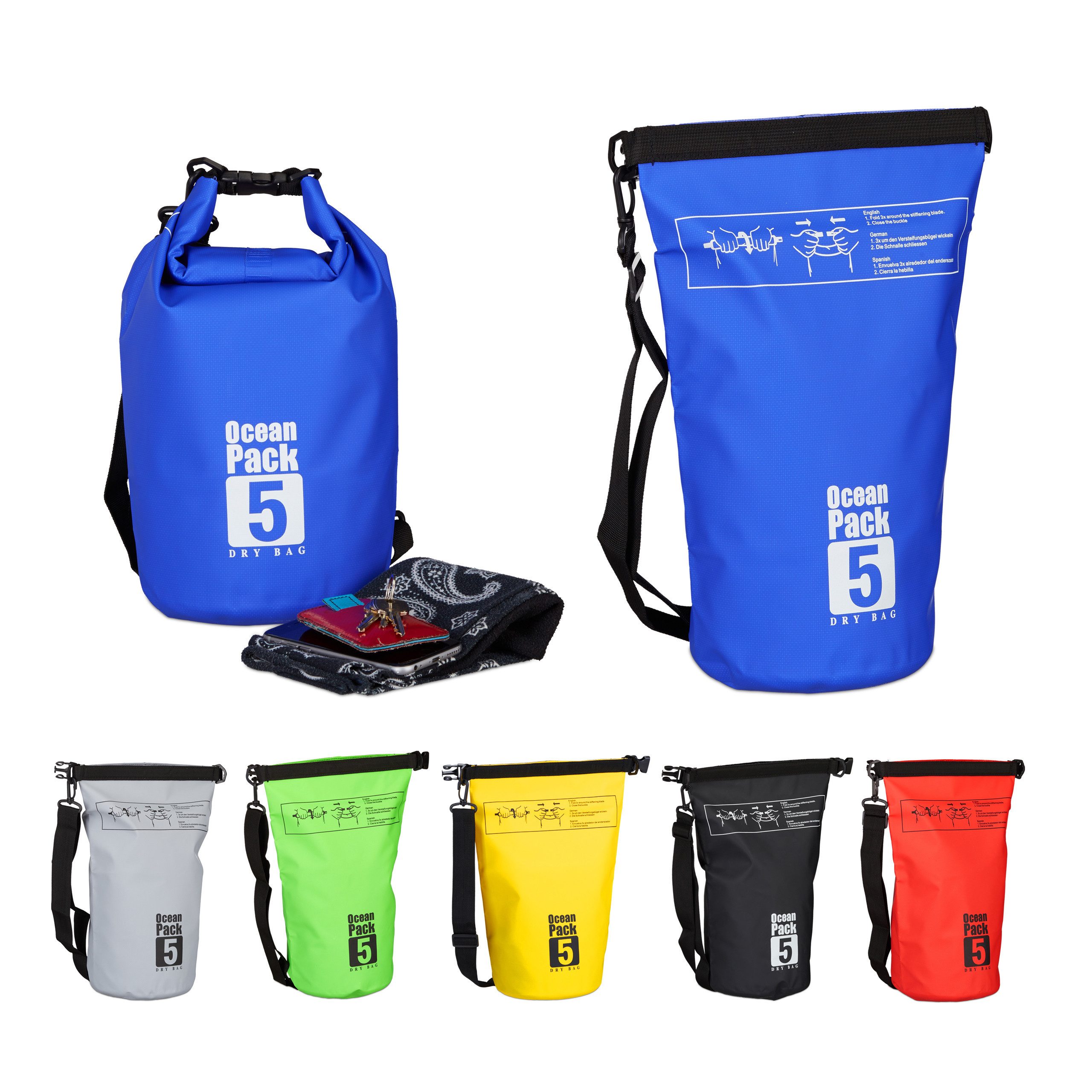 relaxdays Packsack Ocean Pack 5L wasserdicht, günstig online kaufen