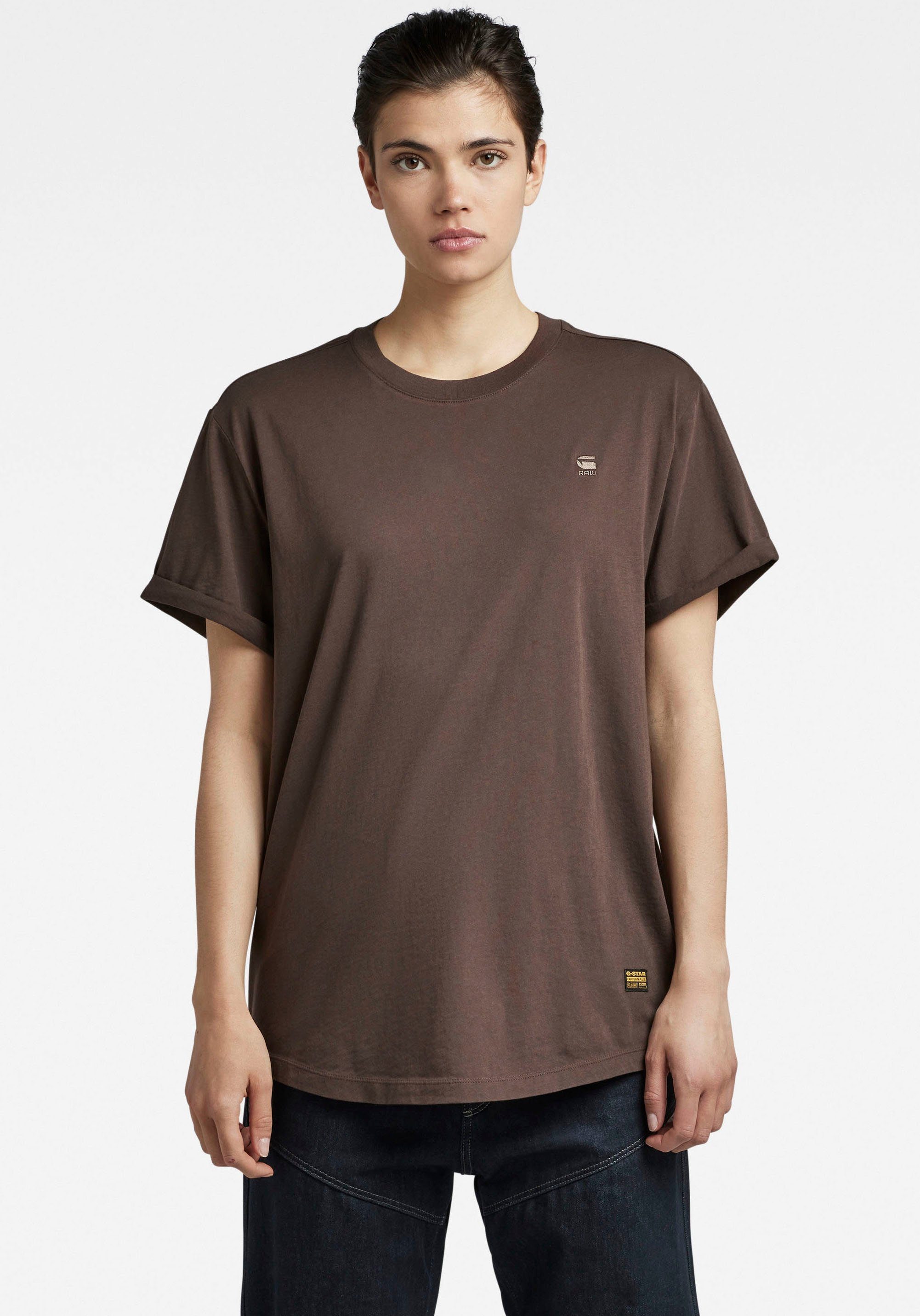 G-Star RAW r mit chocolat t loose Ärmeln Umschalg den an fem Lash T-Shirt