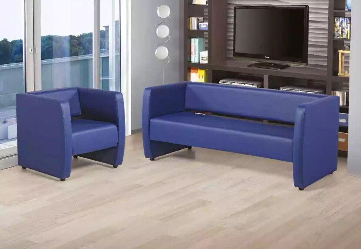 Europe Sofagarnitur Made Blaue Luxus Büroeinrichtung In Sofa Polstergarnitur, Komplette JVmoebel