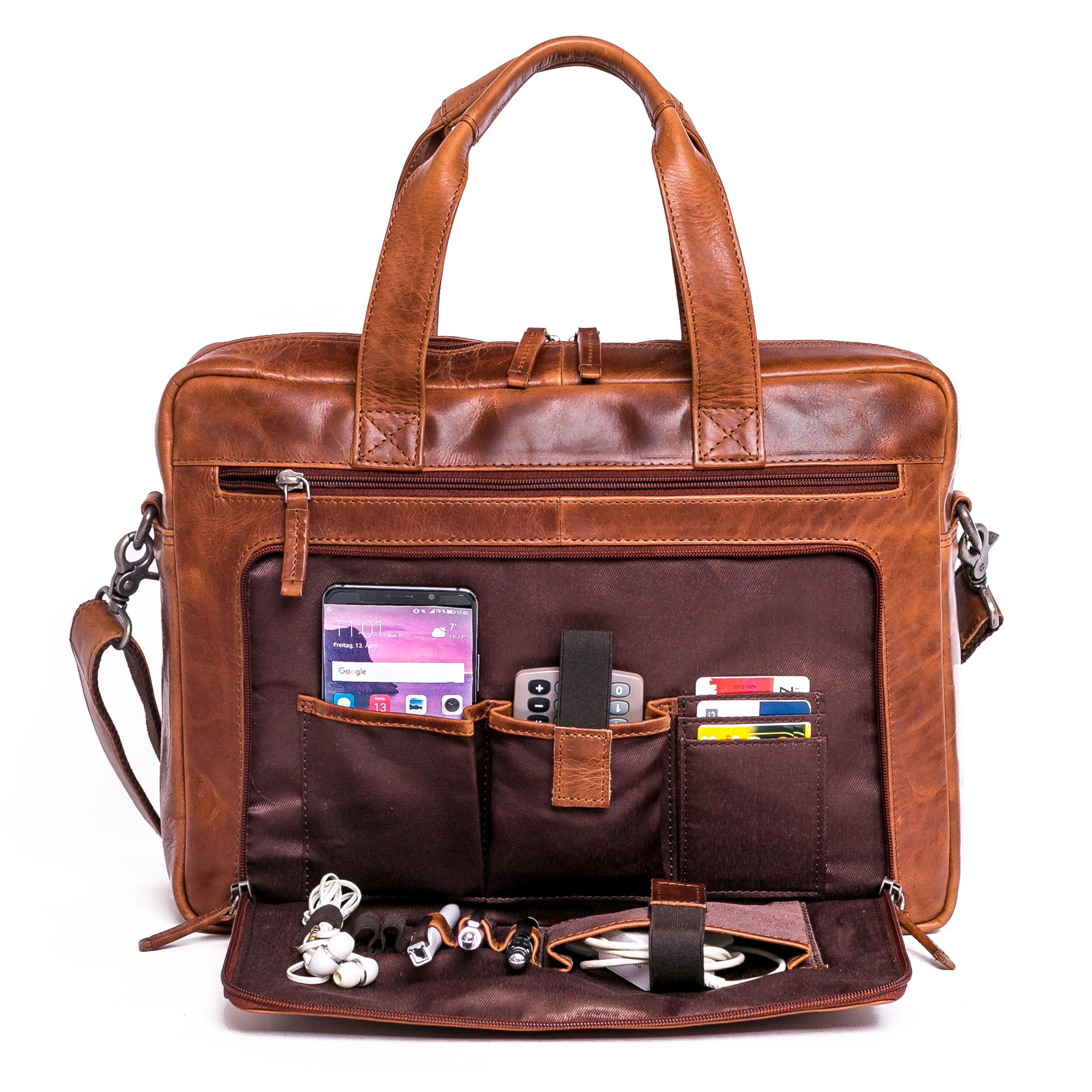 Businesstasche Leder Businesstasche BRUNO Ledertasche 15 Zoll Aktentasche Braun