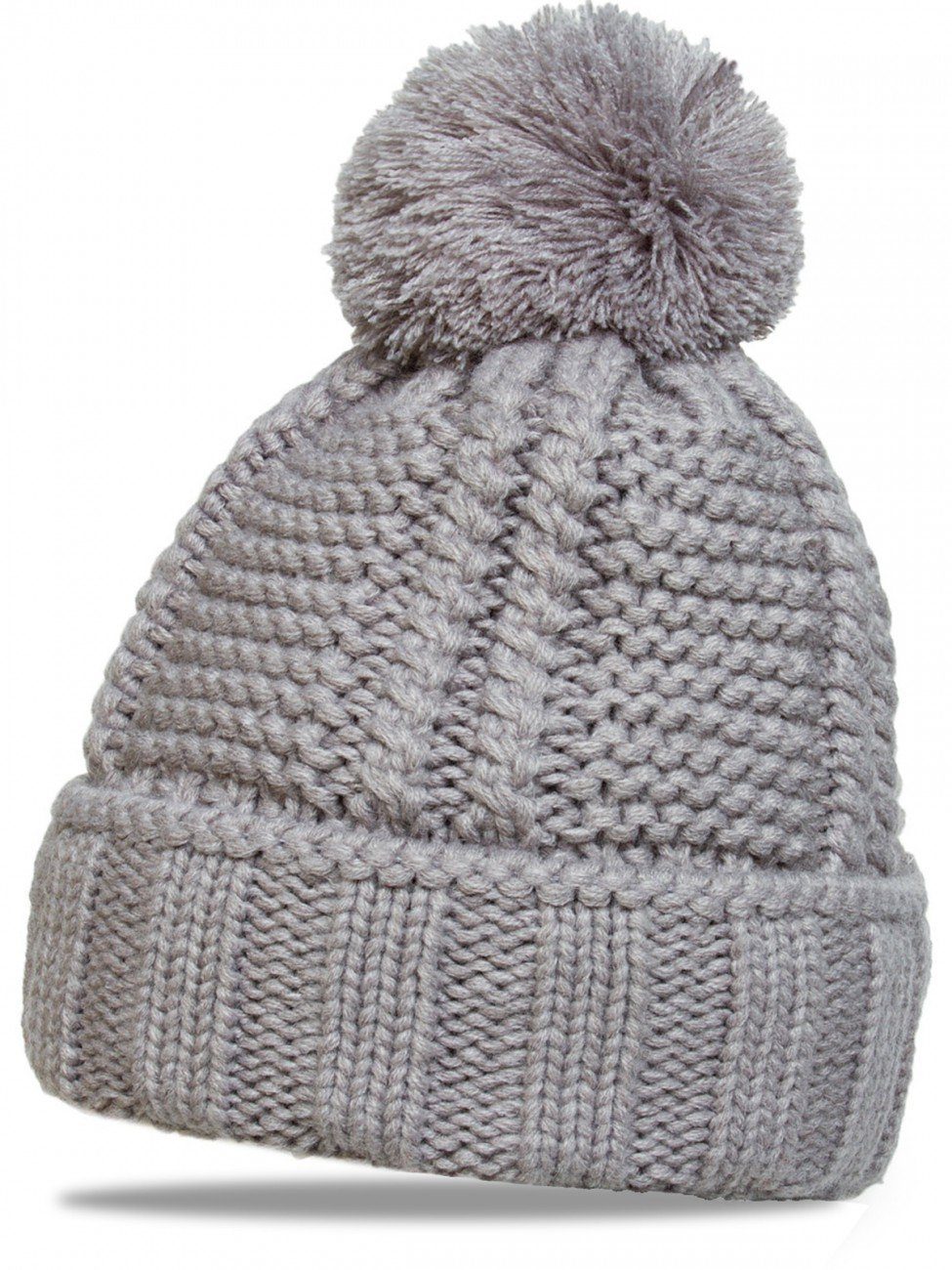 Bommelmütze MU127 Gefütterte Damen Winter Strickmütze
