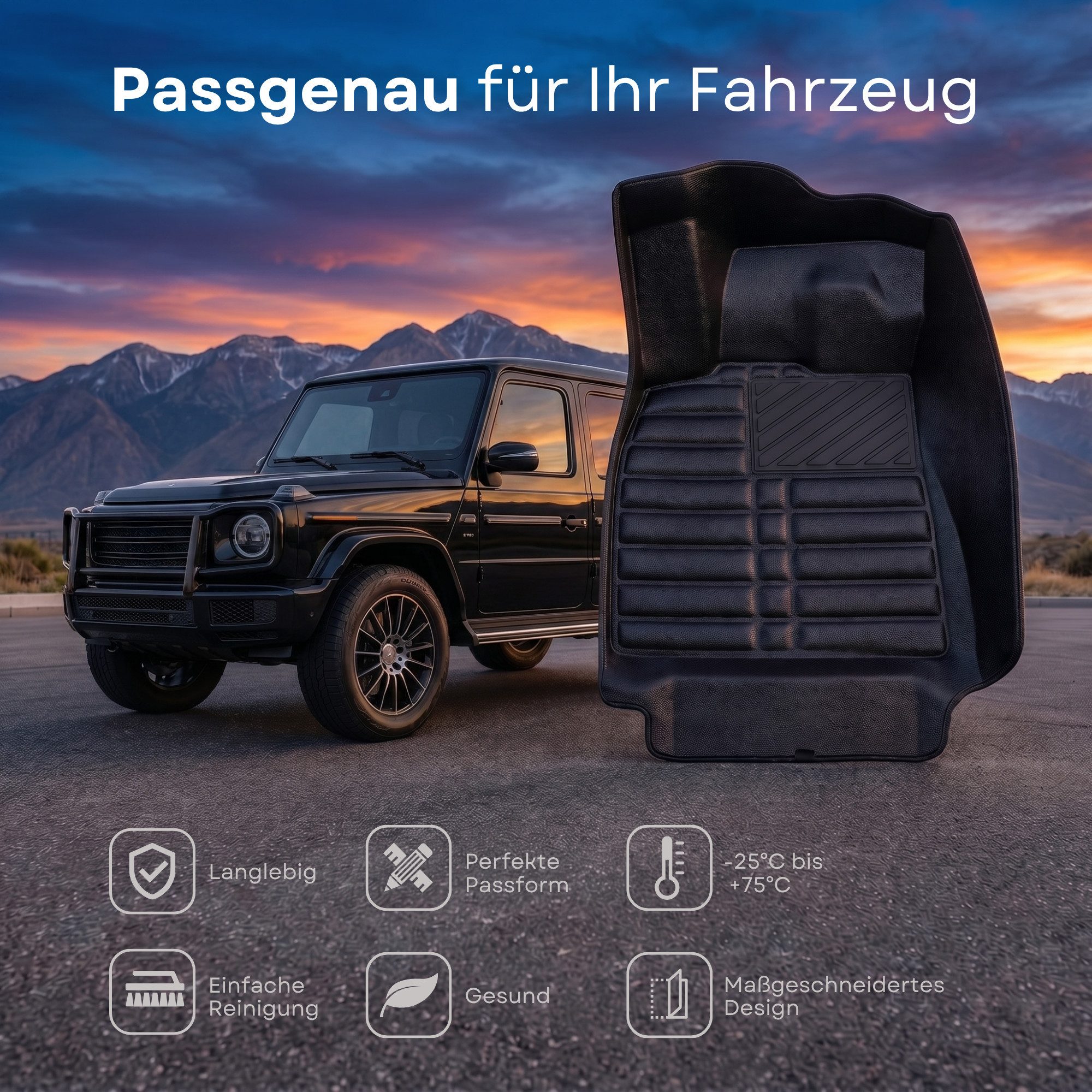 fussmattenprofi.com Auto-Fußmatte 5D Premium Auto Fussmatten für Mercedes CLA (C117/X117) 2013-2019 (1 St), für Mercedes Mercedes CLA