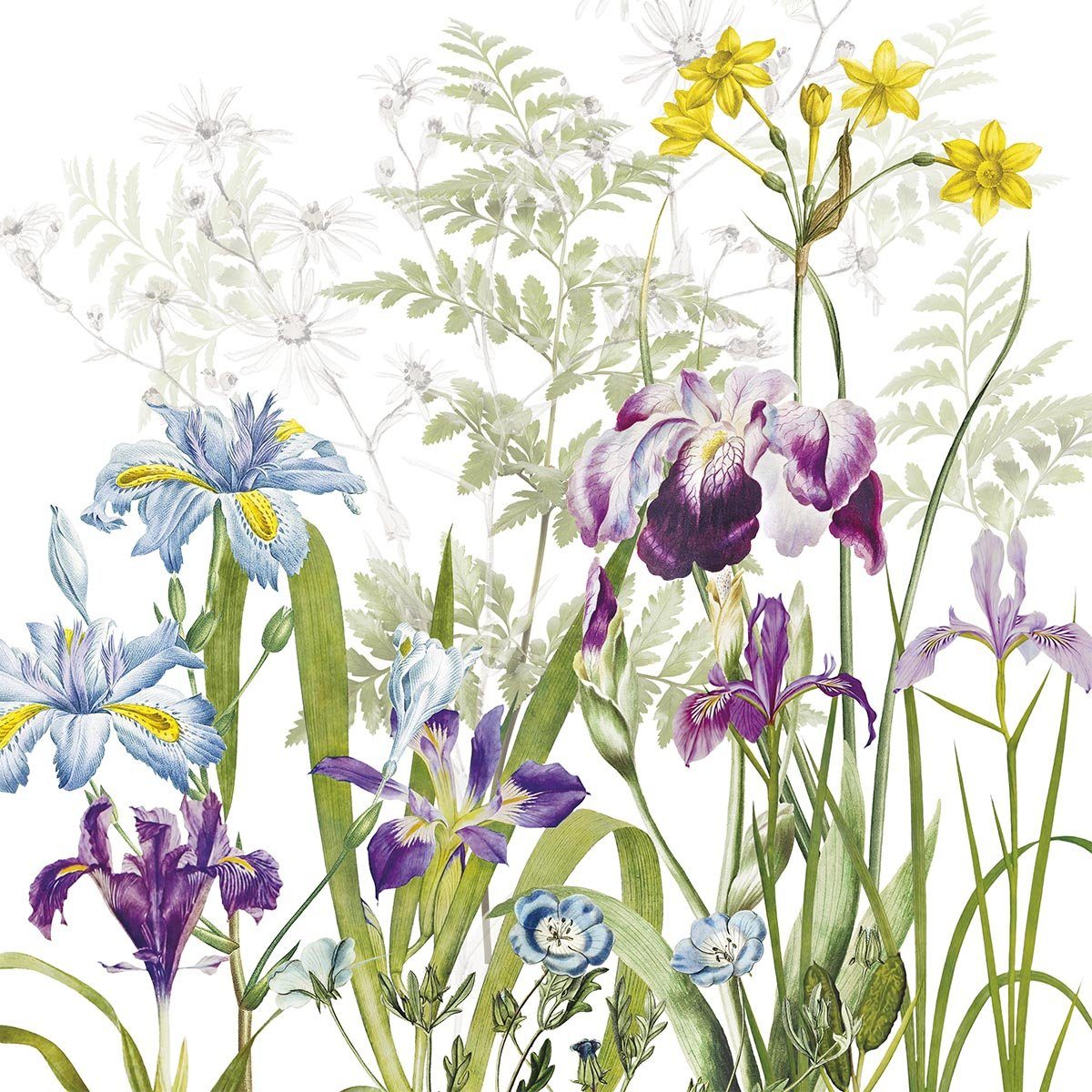 Garnier Thiebaut Stoffserviette Servietten (4x Set) Iris d'hiver Blanc 45x45 cm, (4 St)
